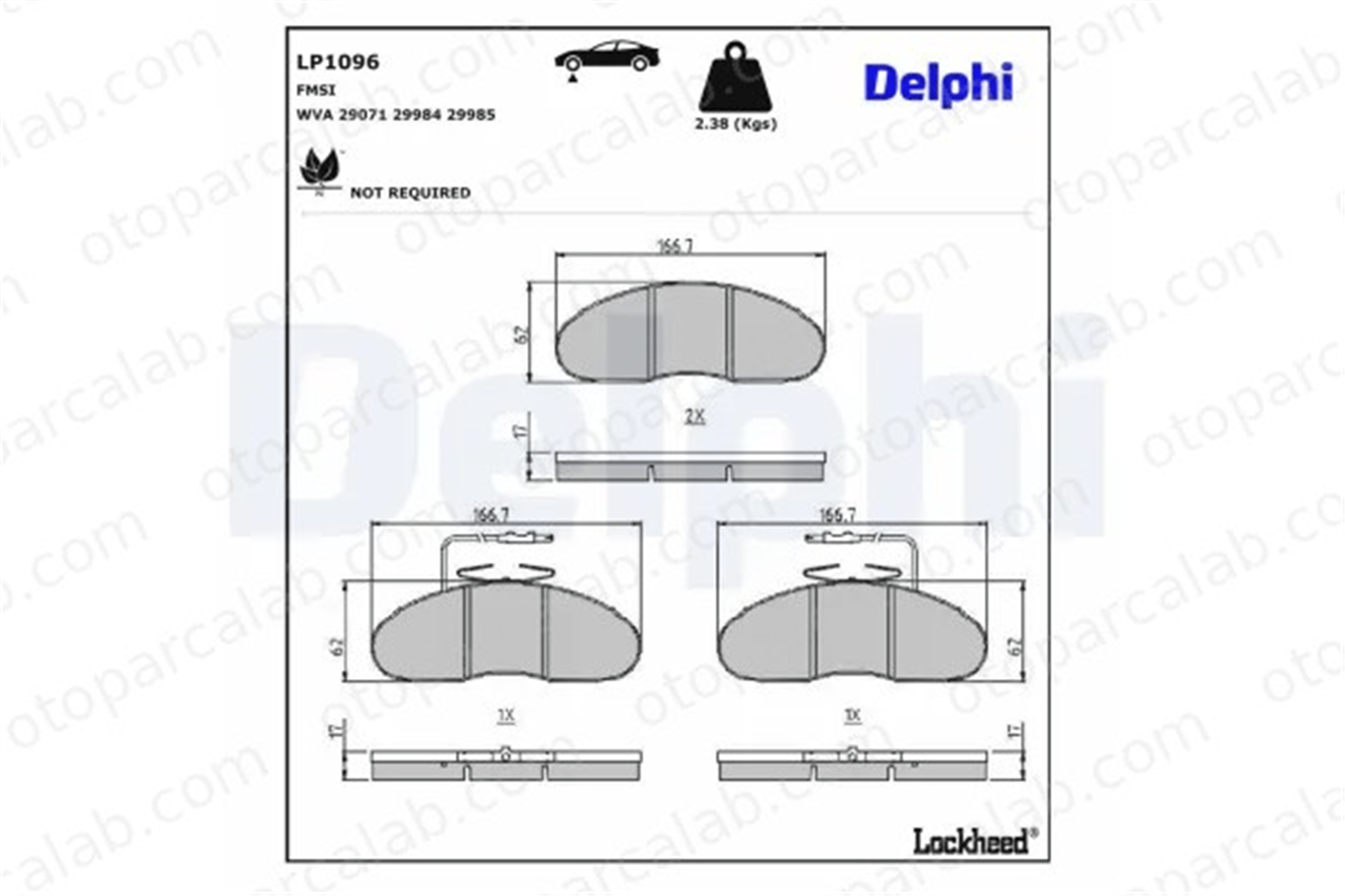 DELPHI LP1096 Fren Disk Balata Ön RENAULT MASTER I Panelvan/Van MASTER I Platform şasi 5000823566 5001834527