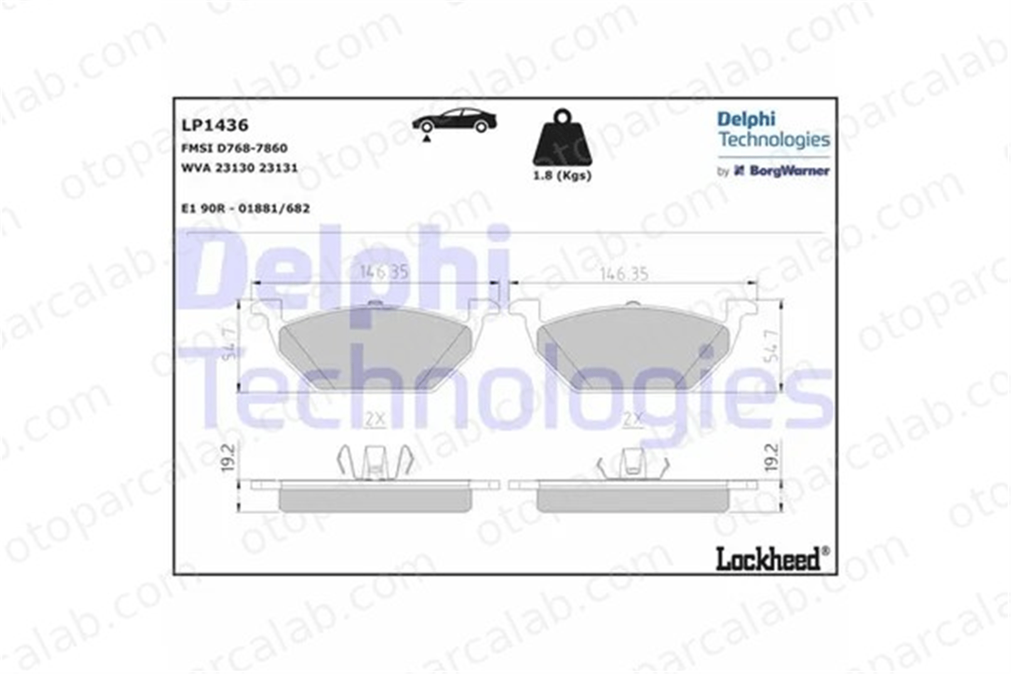 DELPHI LP1436 Fren Disk Balata Ön VW POLO V SEAT IBIZA IV SC 1J0615115 1J0698151