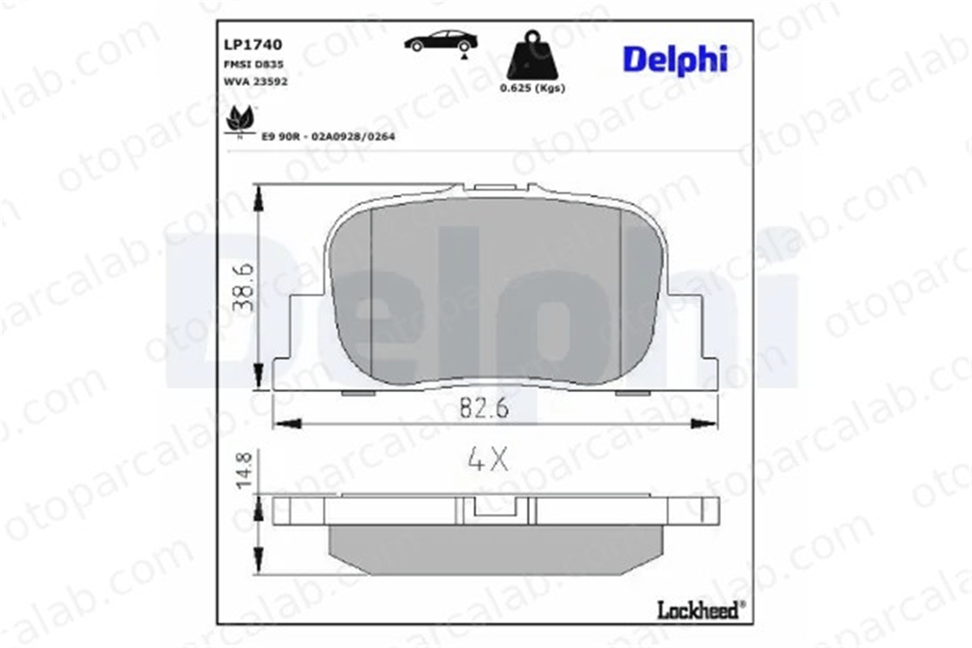 DELPHI LP1740 Fren Disk Balata Ön TOYOTA CAMRY CAMRY Sedan 1037509400 1061001404