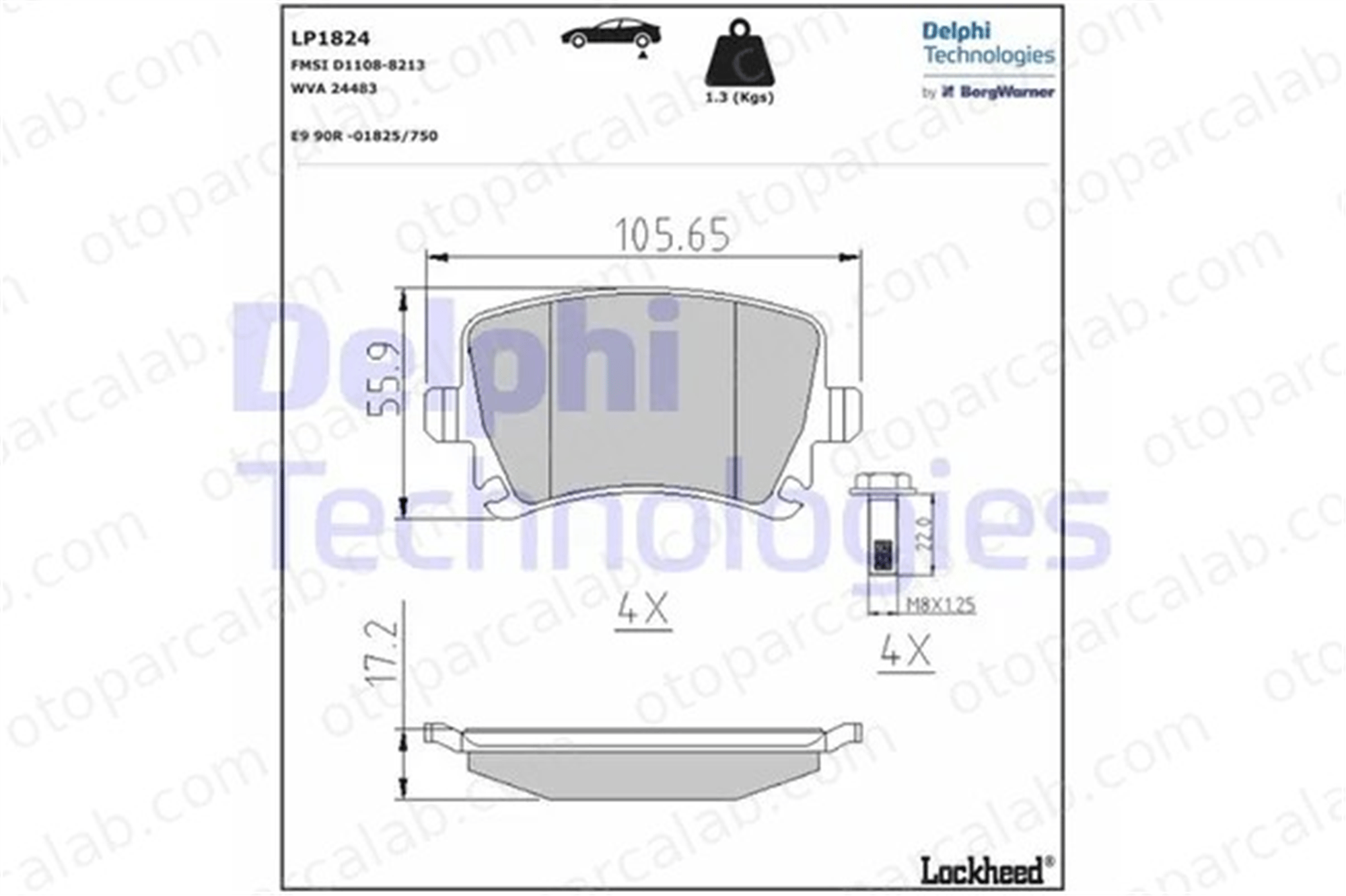 DELPHI LP1824 Fren Disk Balata Arka AUDI A6 C6 Avant SKODA OCTAVIA II Combi 1K0698451D 1K0698451K