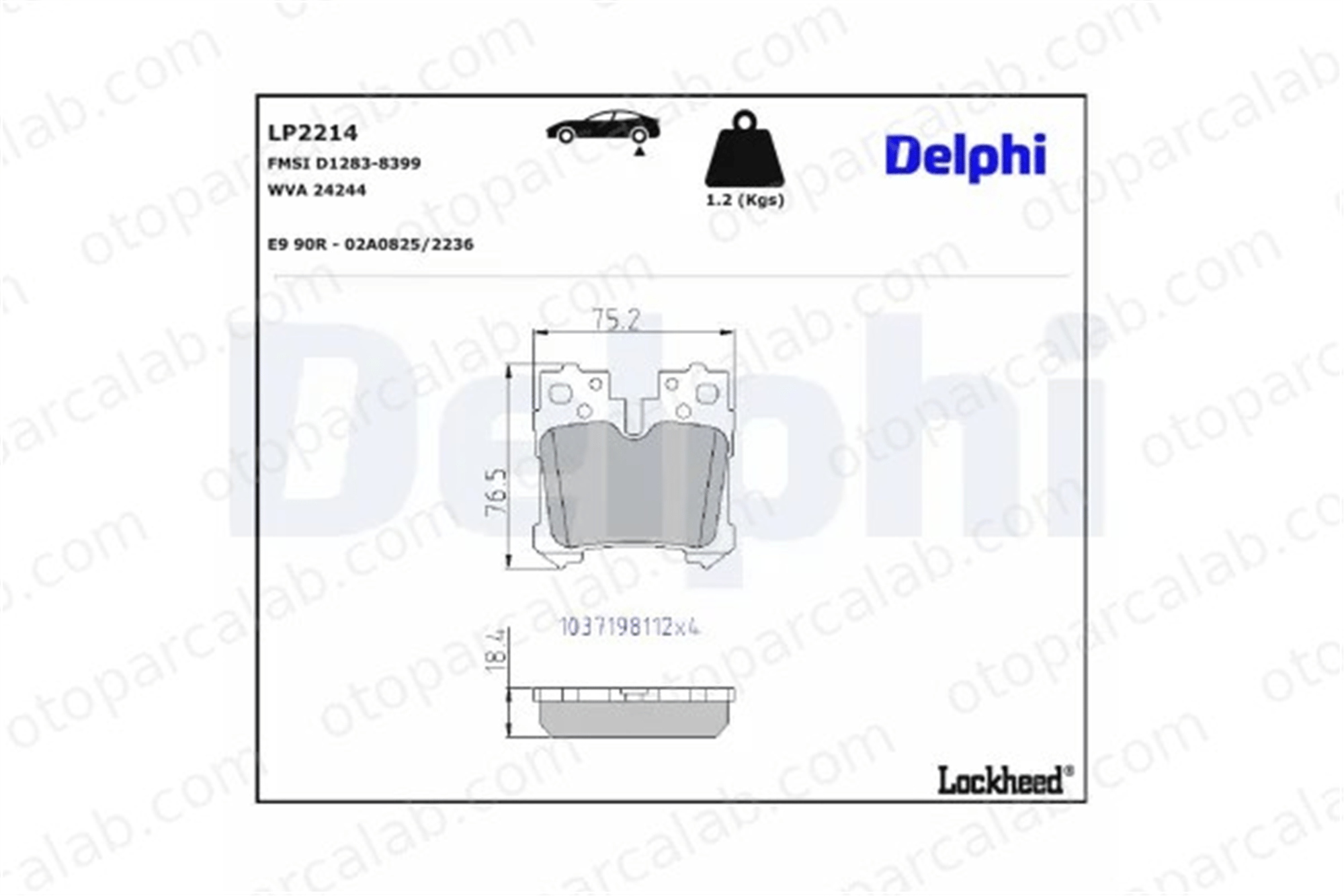 DELPHI LP2214 Fren Disk Balata Arka LEXUS LS 44660W010 44660W020