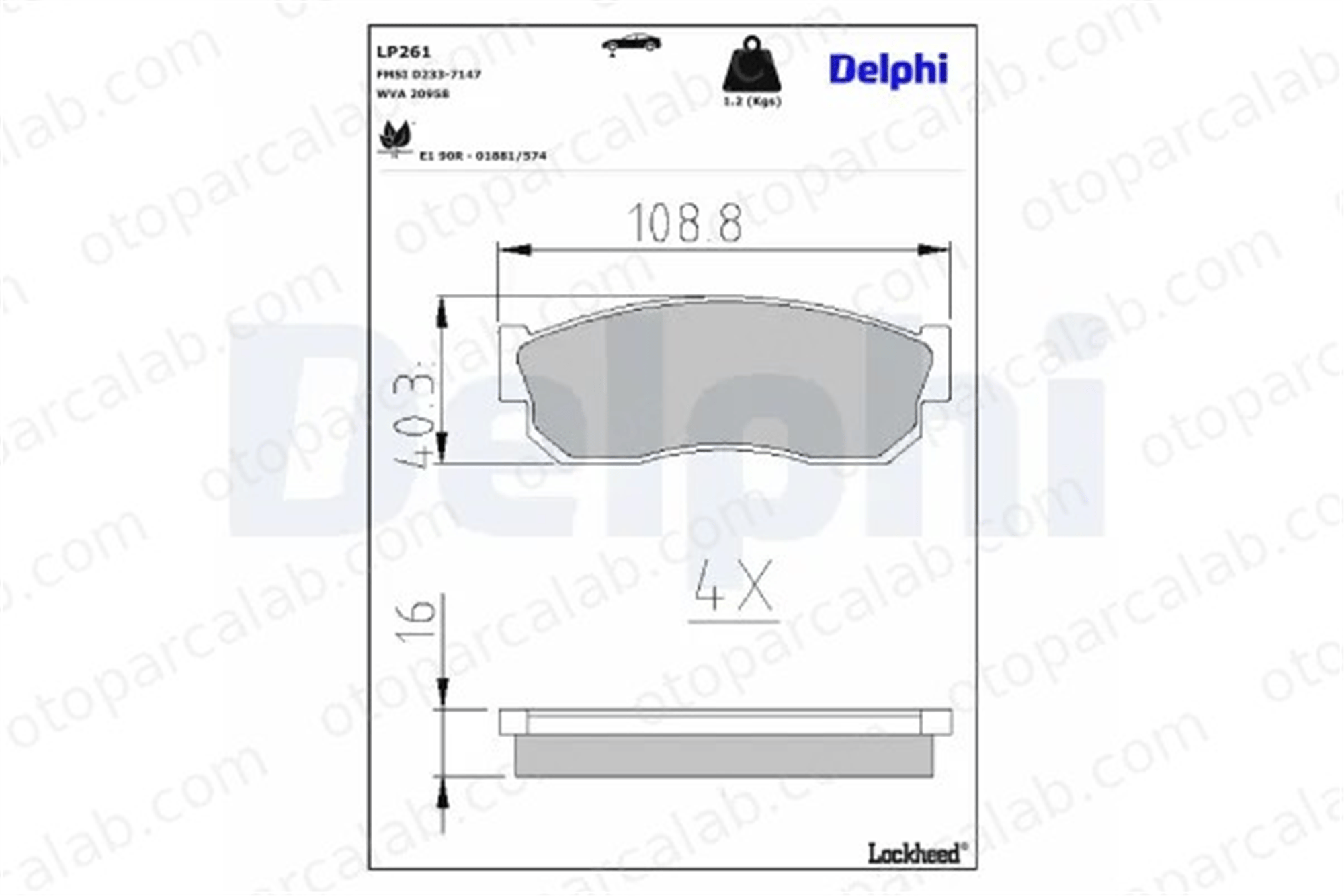 DELPHI LP261 Fren Disk Balata Ön NISSAN SUNNY II SUNNY II Hatchback 4106001A25 4106001A85