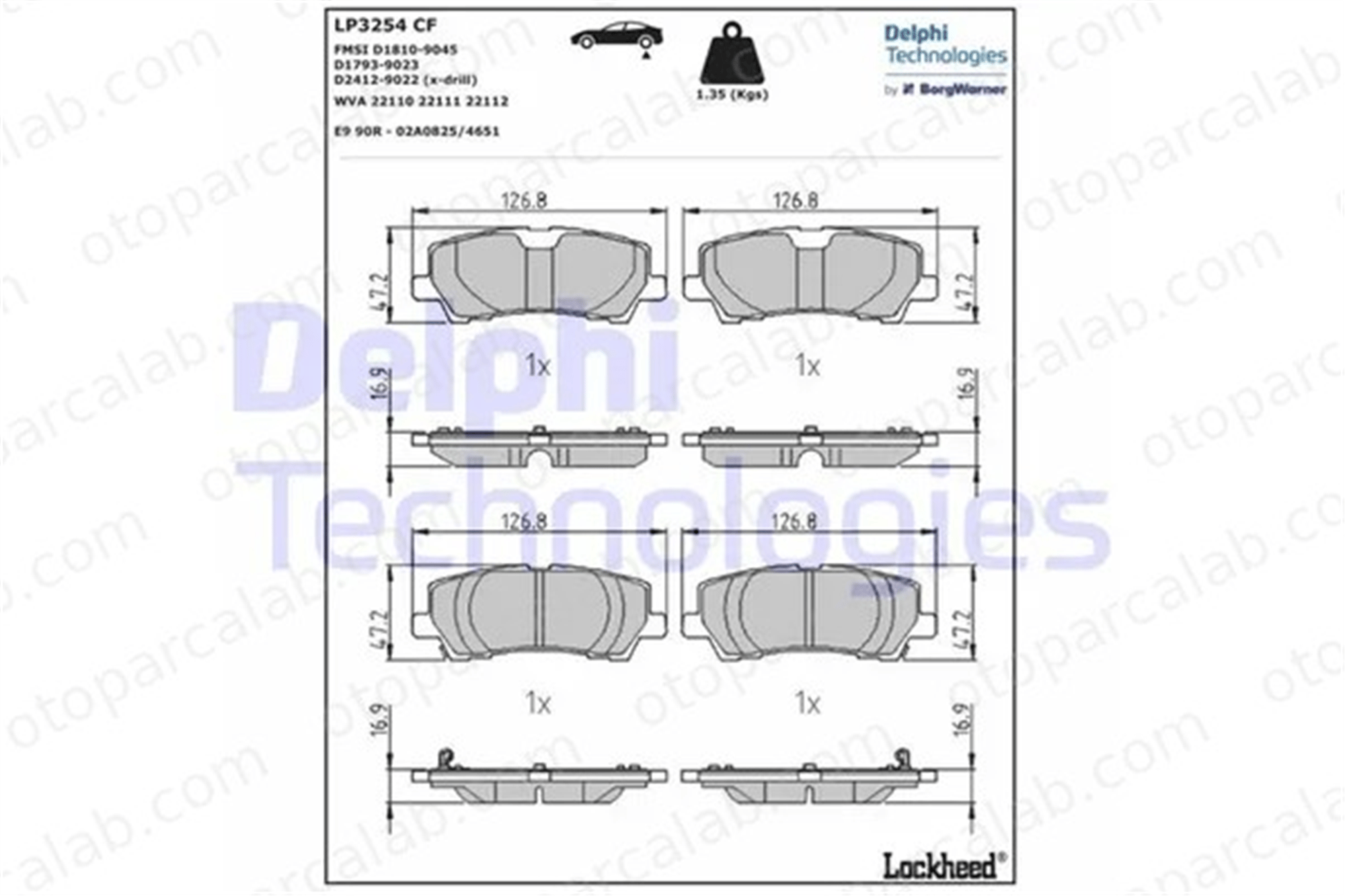 DELPHI LP3254 Fren Disk Balata Ön FORD USA MUSTANG Convertible MUSTANG Coupe 5346407 5281018