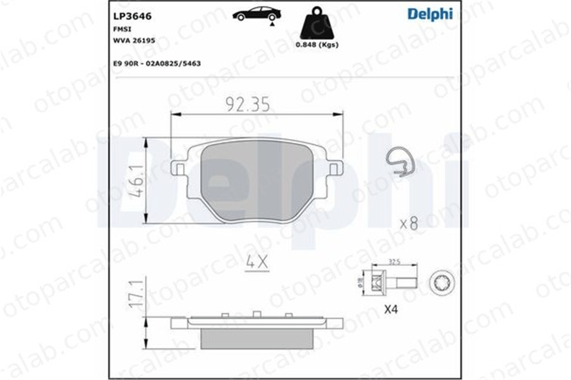 DELPHI LP3646 Fren Disk Balata Arka PEUGEOT 208 II 2008 II 1664737180 1681449980