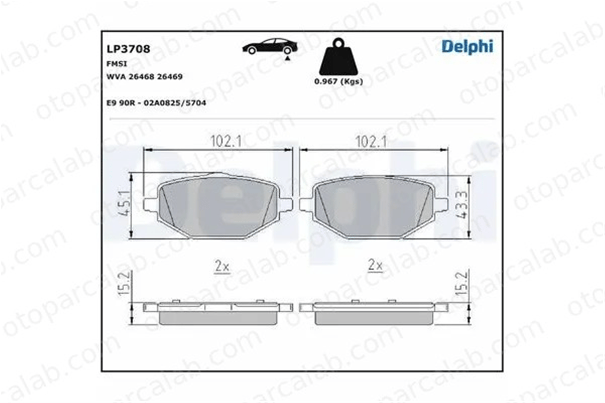 DELPHI LP3708 Fren Disk Balata Ön RENAULT CAPTUR II 440602361R MQ005264