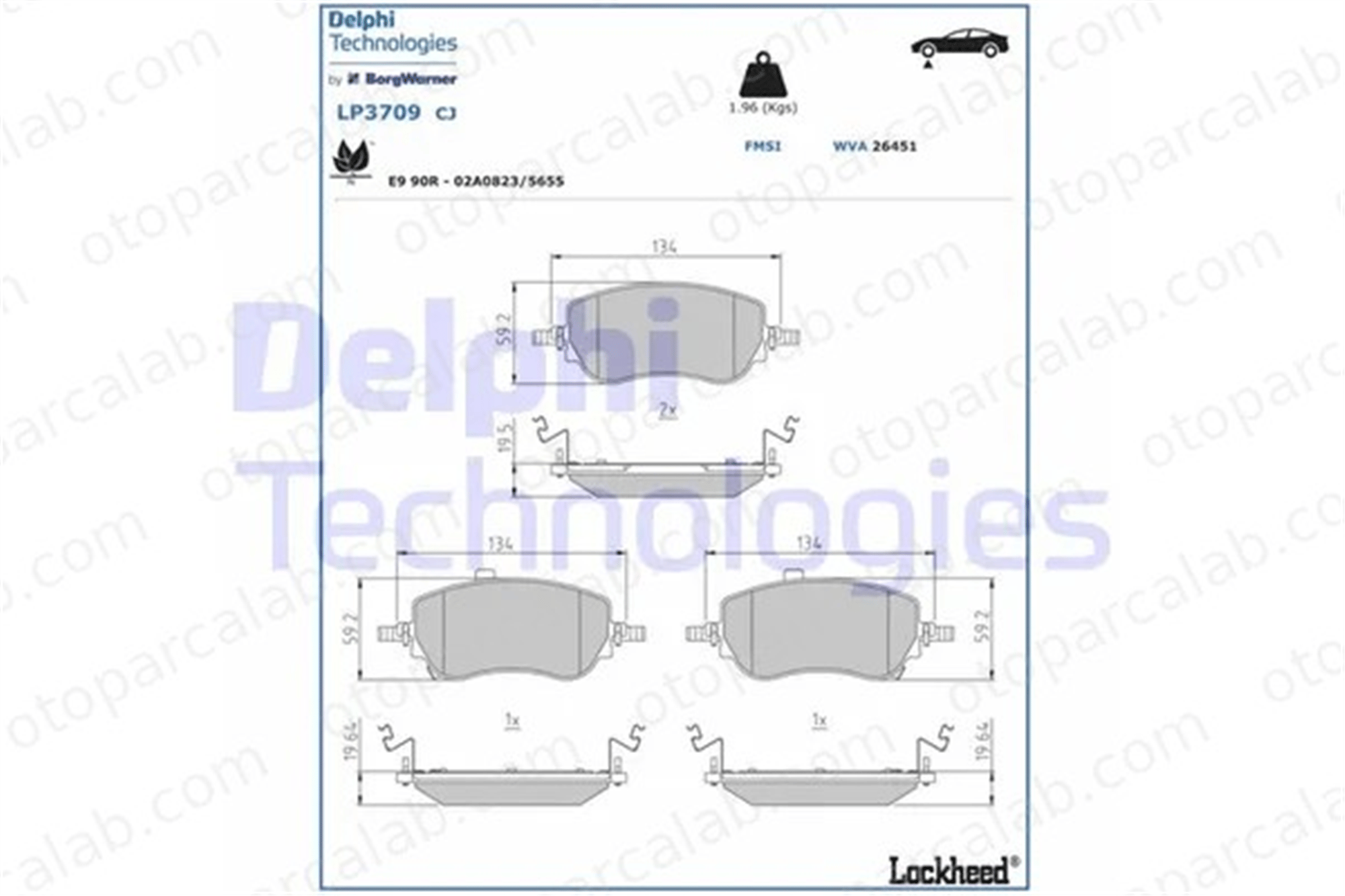 DELPHI LP3709 Fren Disk Balata Ön FIAT TIPO Hatchback TIPO Station wagon 77368941