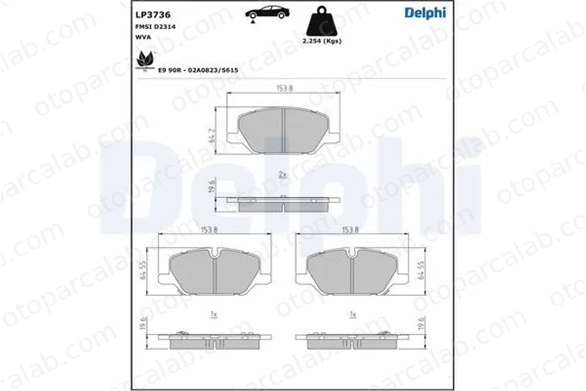 DELPHI LP3736 Fren Disk Balata Ön OPEL INSIGNIA B Grand Sport INSIGNIA B Sports Tourer 42794673 84782067