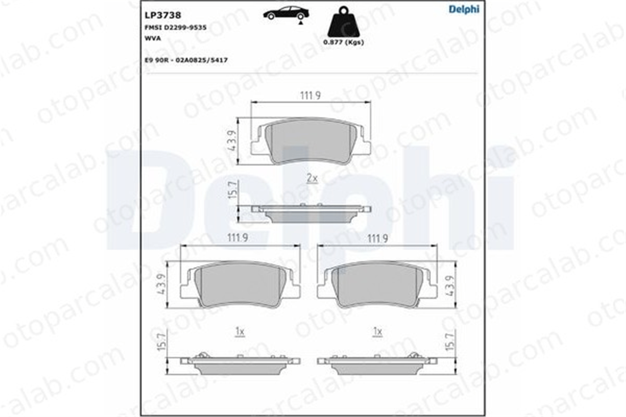 DELPHI LP3738 Fren Disk Balata Ön HYUNDAI SONATA VIII 58302L0A15 58302L1A00