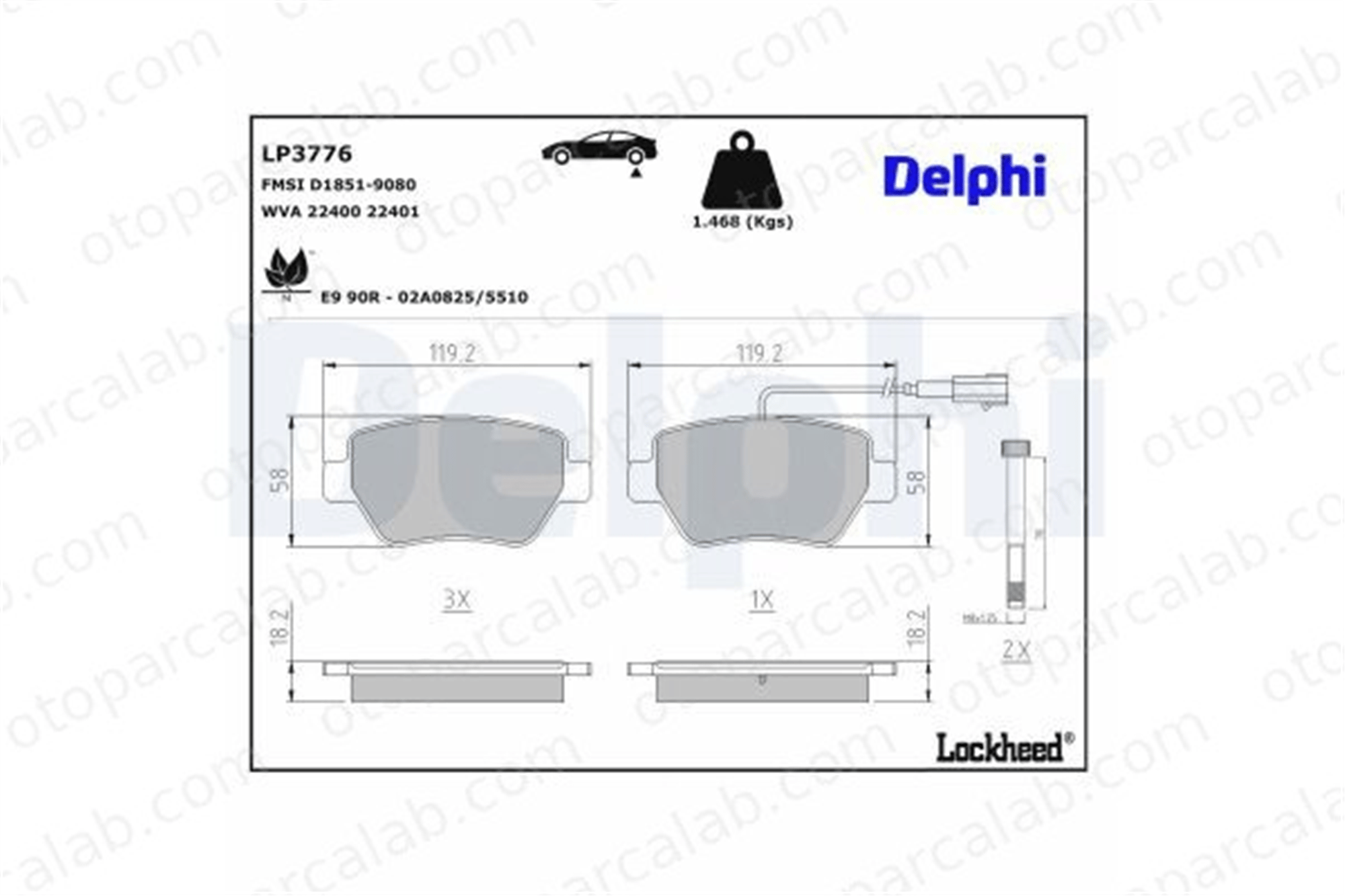 DELPHI LP3776 Fren Disk Balata Arka MASERATI GHIBLI III QUATTROPORTE VI 980156042 673010327