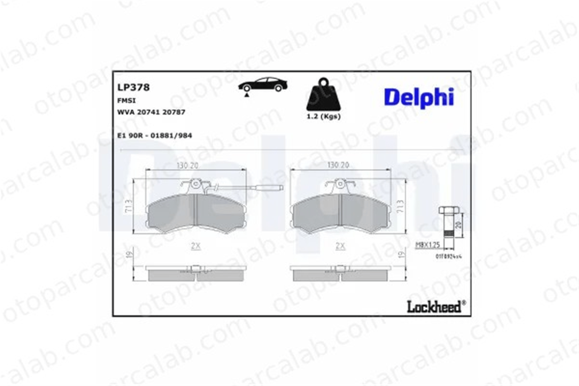 DELPHI LP378 Fren Disk Balata Ön FIAT DUCATO Panorama DUCATO Panelvan/Van 9938205 425054