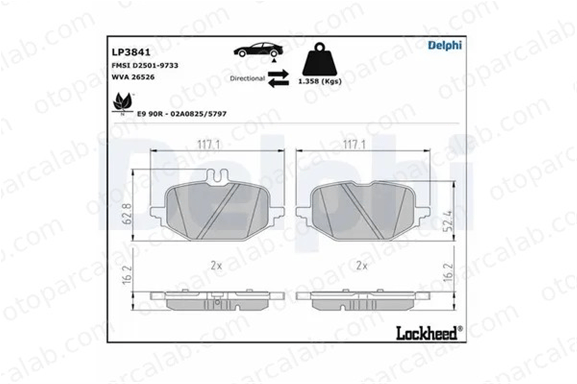 DELPHI LP3841 Fren Disk Balata Ön MERCEDES-BENZ C-SERISI T-MODEL 4201304 0004201304
