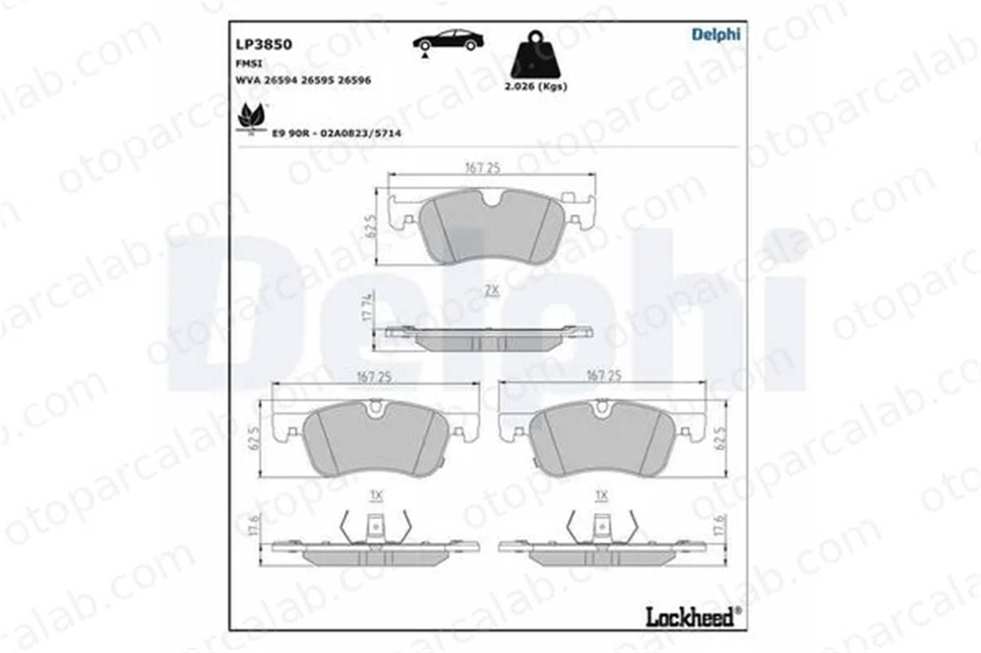 DELPHI LP3850 Fren Disk Balata Ön RENAULT DUSTER D10606RN0A 410600318R