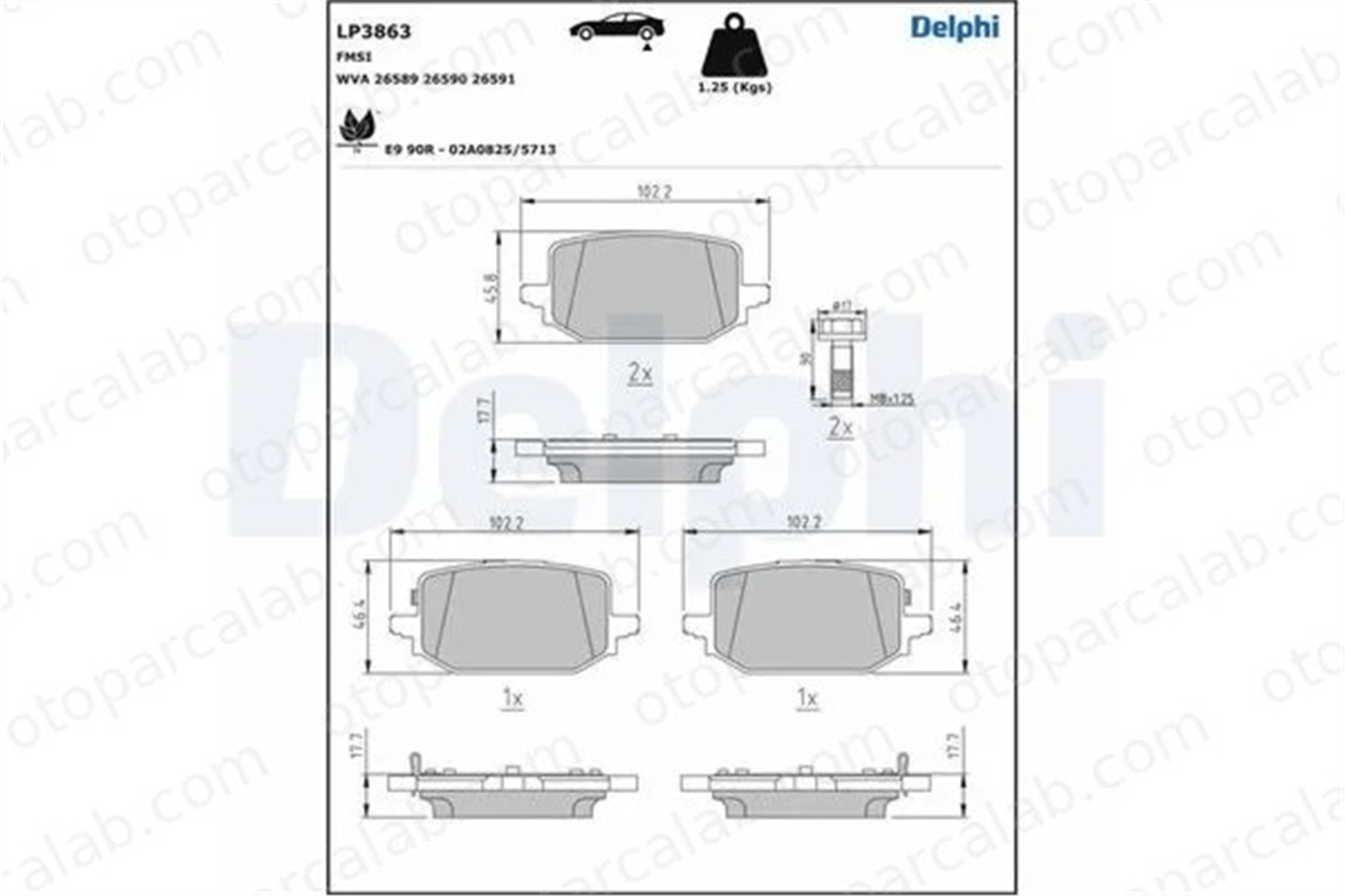 DELPHI LP3863 Fren Disk Balata Arka FORD ESCORT I ESCORT II D40606RA0B 440604785R
