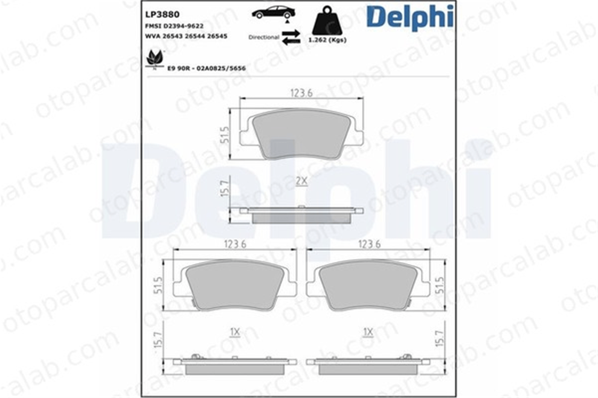 DELPHI LP3880 Fren Disk Balata Arka GENESIS GV60 58302CGA50 58101T1A25