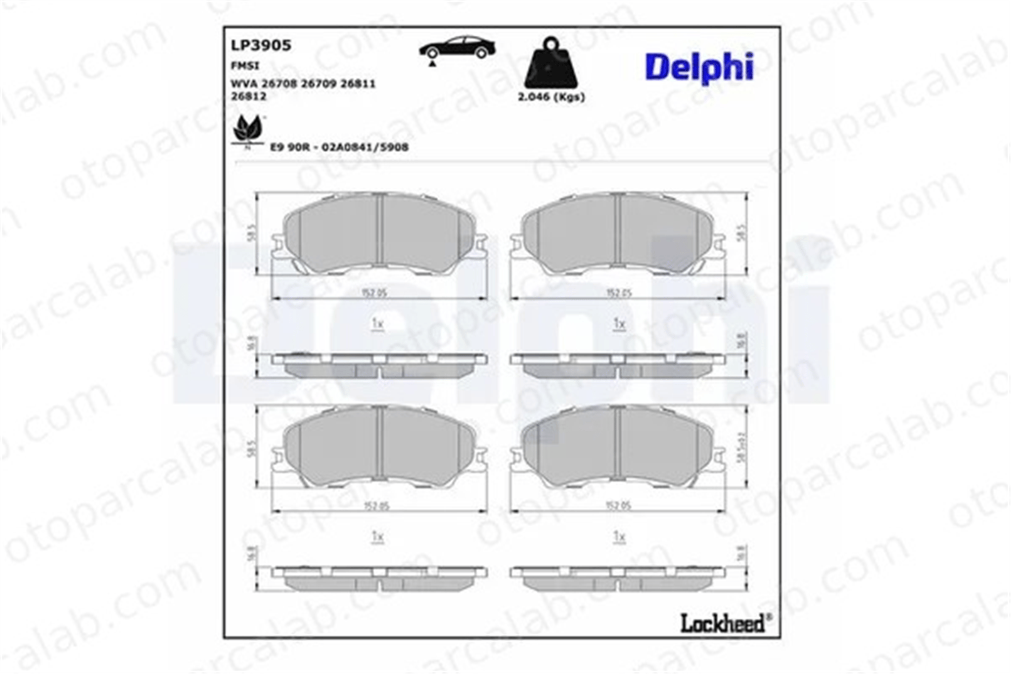 DELPHI LP3905 Fren Disk Balata Ön ISUZU D-MAX II 8975546600 8978279590