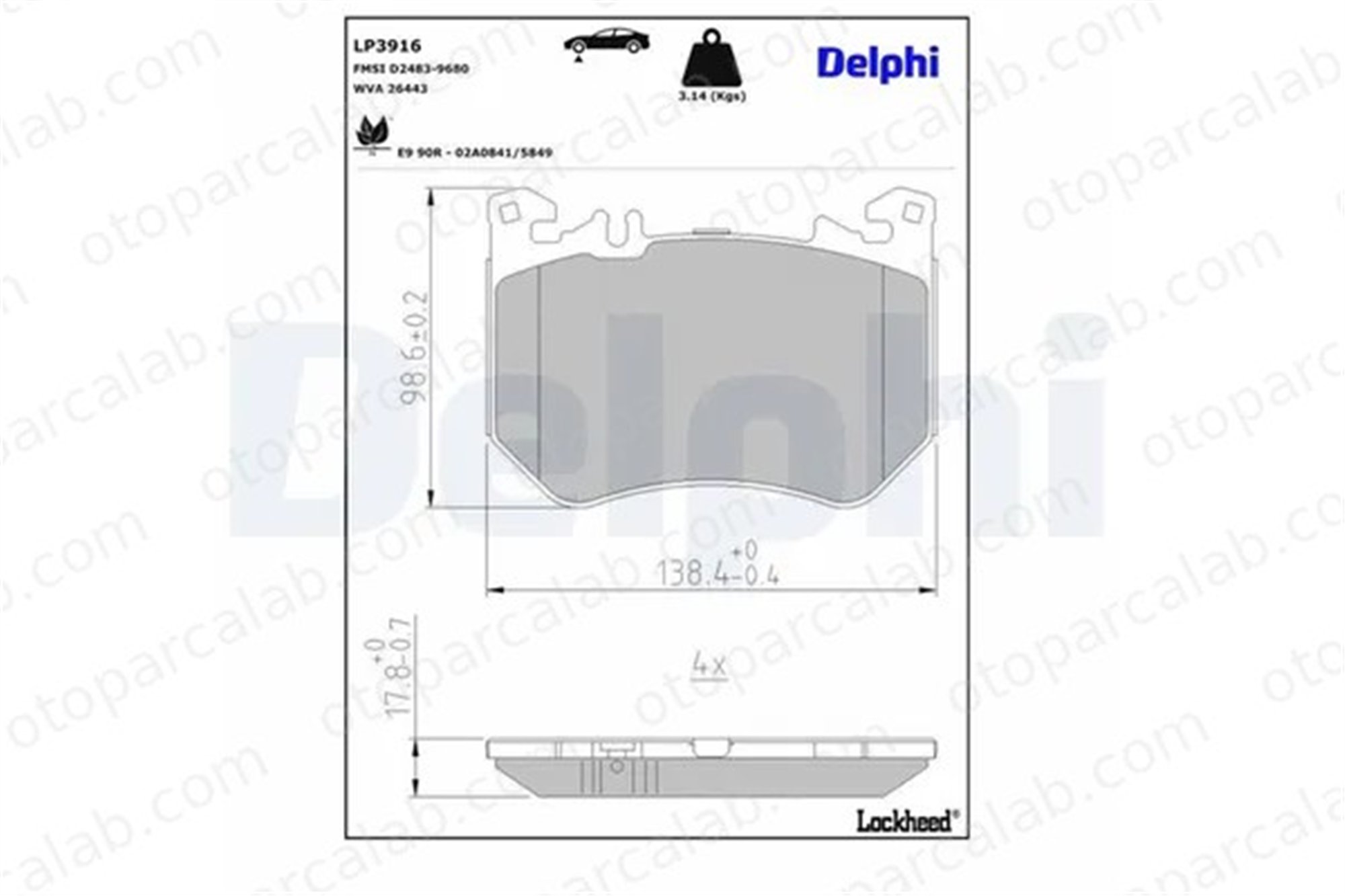 DELPHI LP3916 Fren Disk Balata Ön MERCEDES-BENZ GLC Coupe A0004210602 A0004212402