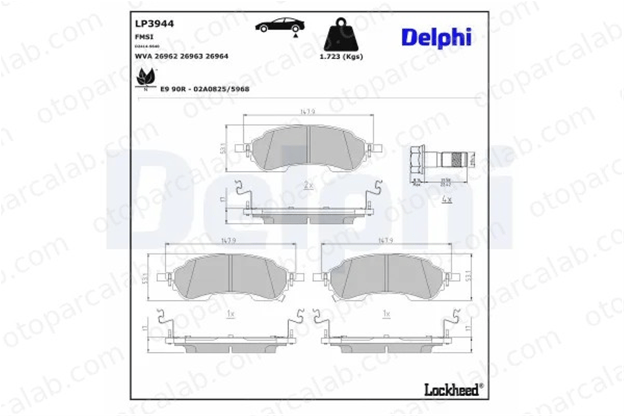DELPHI LP3944 Fren Disk Balata Arka FORD RANGER 2HJ615415B MB3C2M007AC