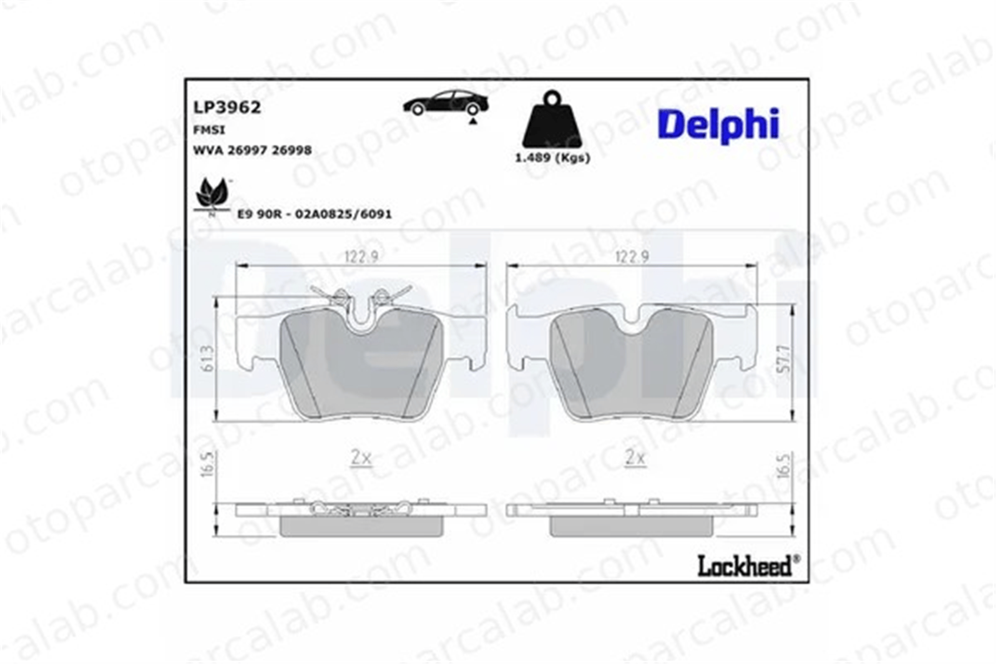 DELPHI LP3962 Fren Disk Balata Arka BMW 5 34208842964