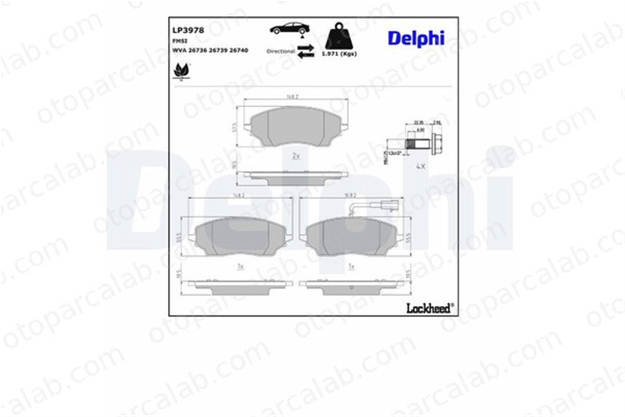 DELPHI LP3978 Fren Disk Balata Arka CITROËN JUMPER II Panelvan/Van | RELAY FIAT DUCATO Panelvan/Van 77369188 77369092