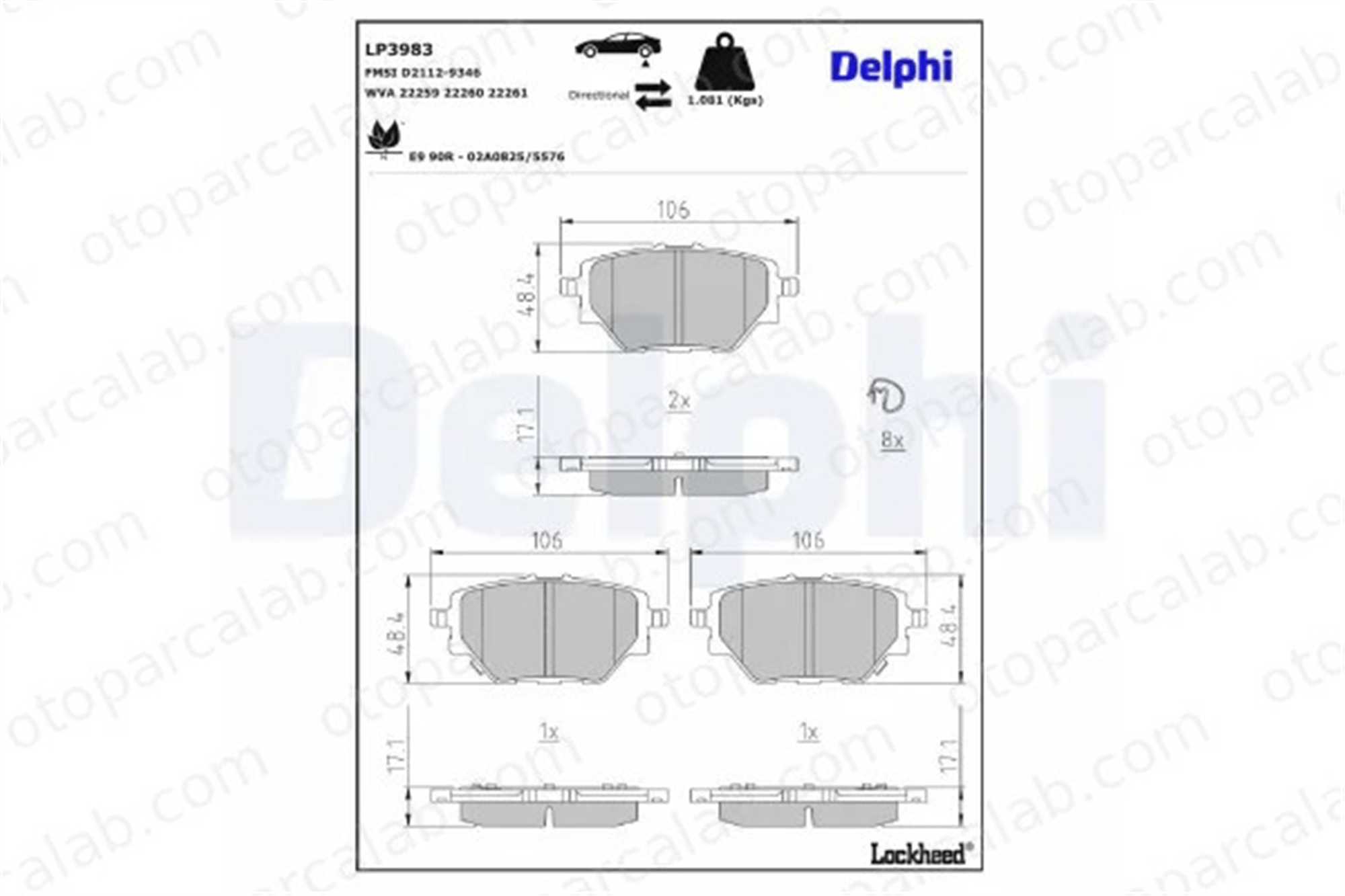 DELPHI LP3983 Fren Disk Balata Ön MG MG ZS SUV 10137675 10332331