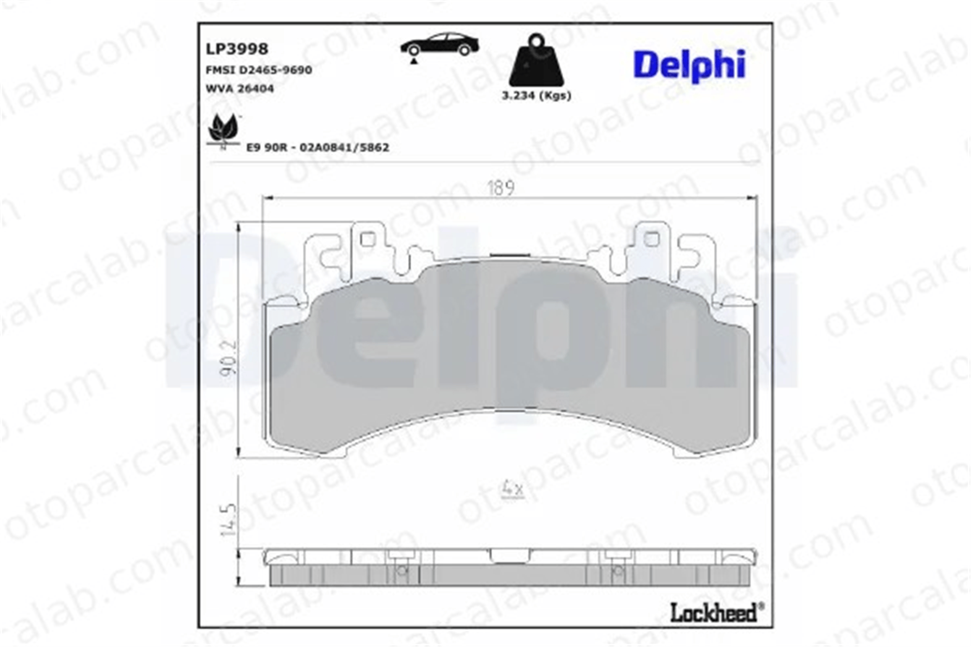 DELPHI LP3998 Fren Disk Balata Ön MERCEDES-BENZ EQE A0004200906 A0004210902