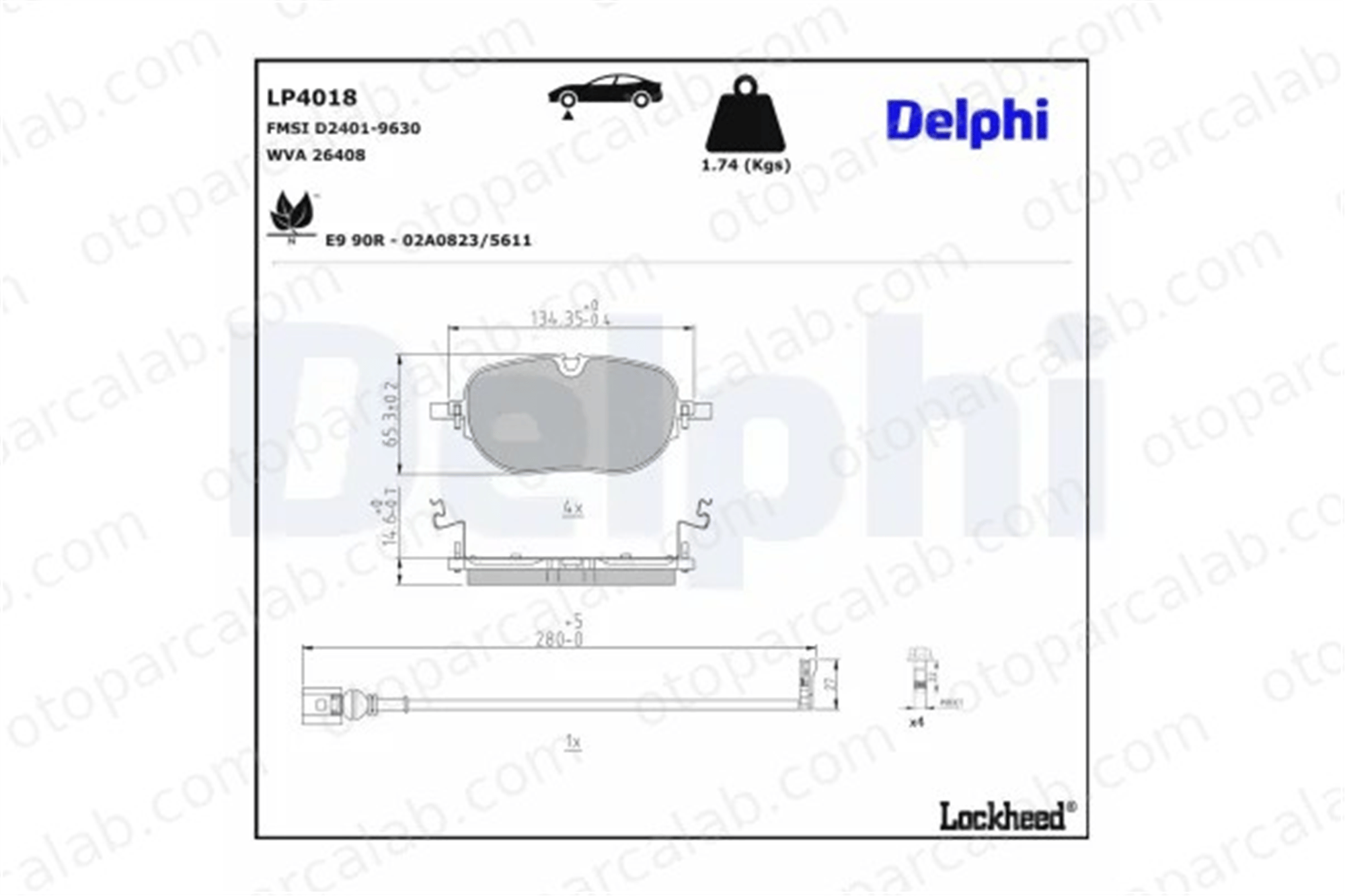DELPHI LP4018 Fren Disk Balata Ön VW ID.3 CUPRA BORN 1EA698151 1EA698151L