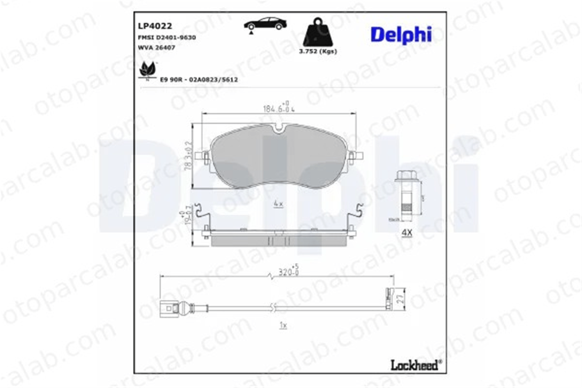 DELPHI LP4022 Fren Disk Balata Ön VW ID.4 1EA698151B 1EA698151C