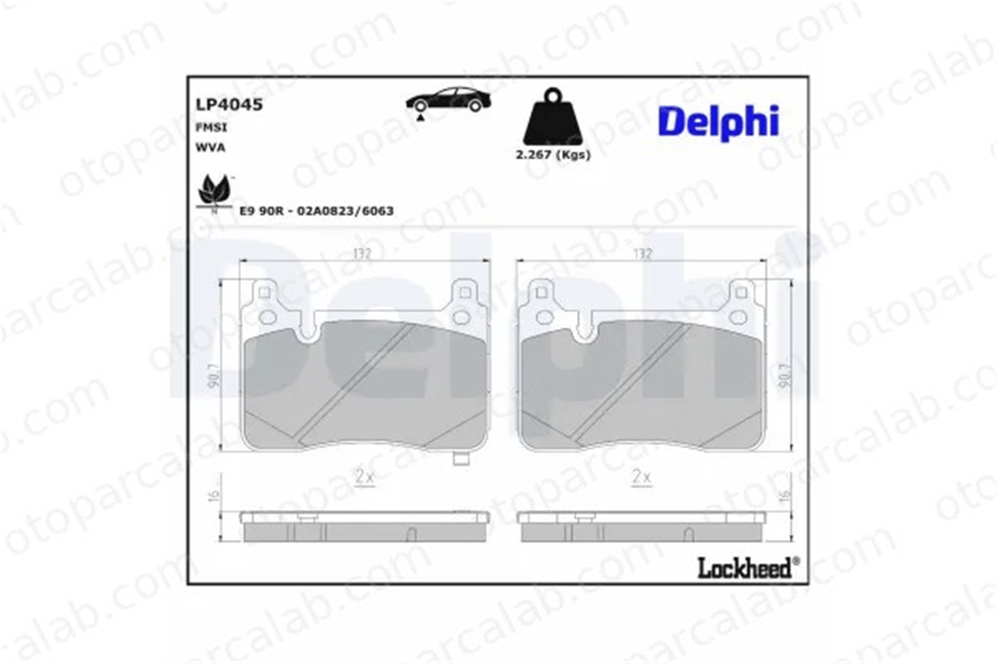 DELPHI LP4045 Fren Disk Balata Ön BYD SEAL 1393330800 WX3501500B