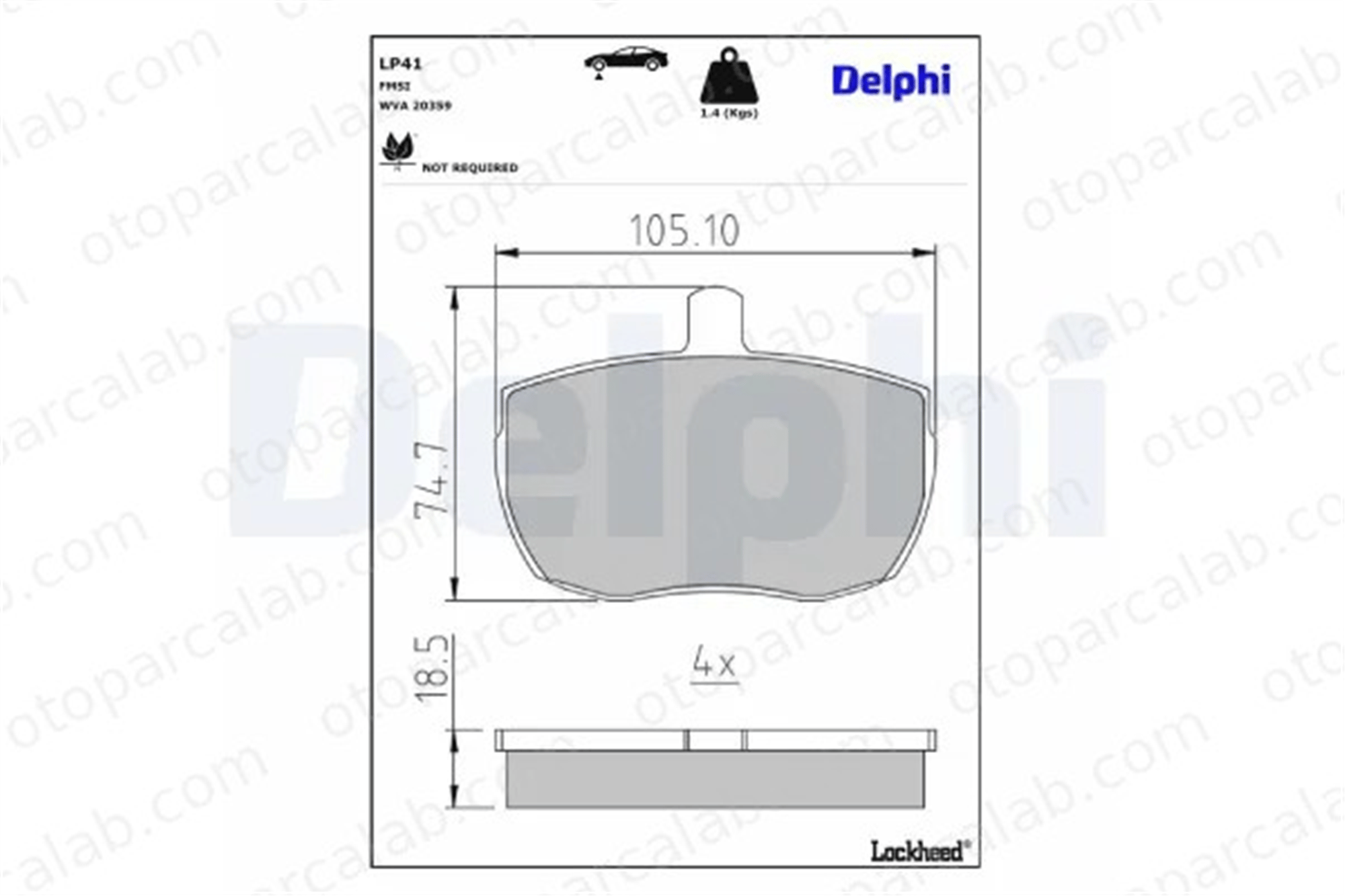 DELPHI LP41 Fren Disk Balata Ön FORD TRANSIT Minibüs/Otobüs TRANSIT Panelvan/Van 1571570 1571571