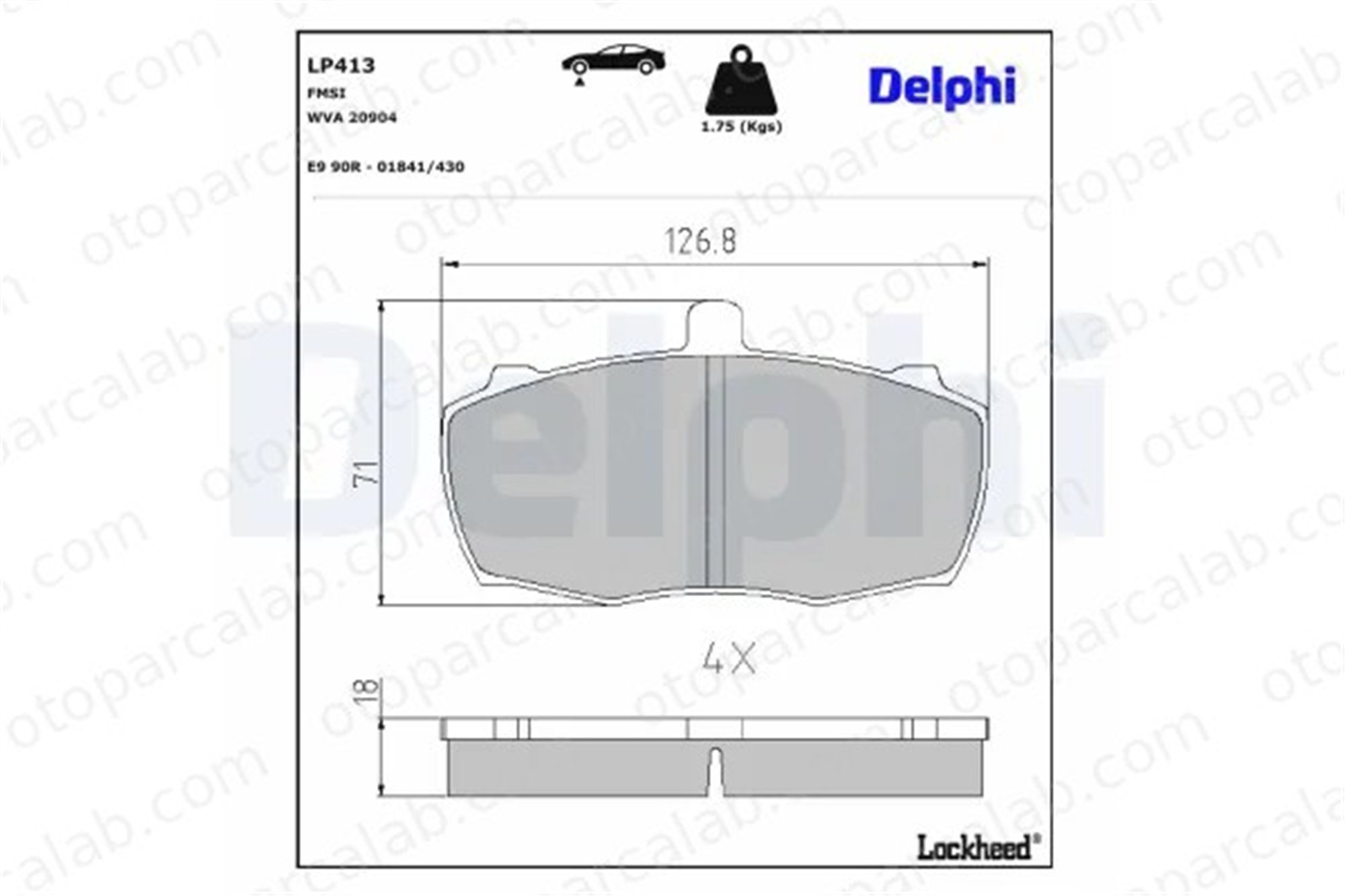 DELPHI LP413 Fren Disk Balata Ön FORD TRANSIT Panelvan/Van TRANSIT Platform şasi RTC3348 GBP90272