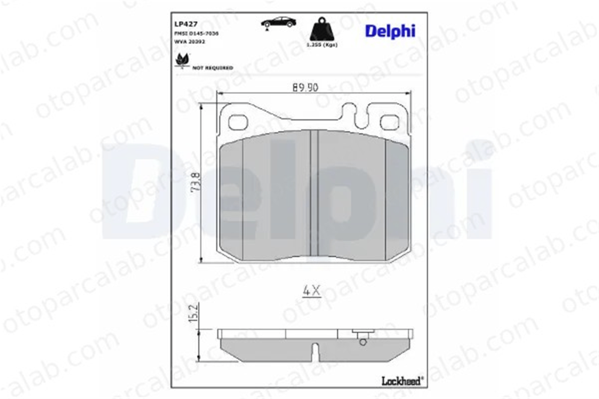 DELPHI LP427 Fren Disk Balata Ön MERCEDES-BENZ 123 Sedan S-SERISI 4206320 000 420 6320