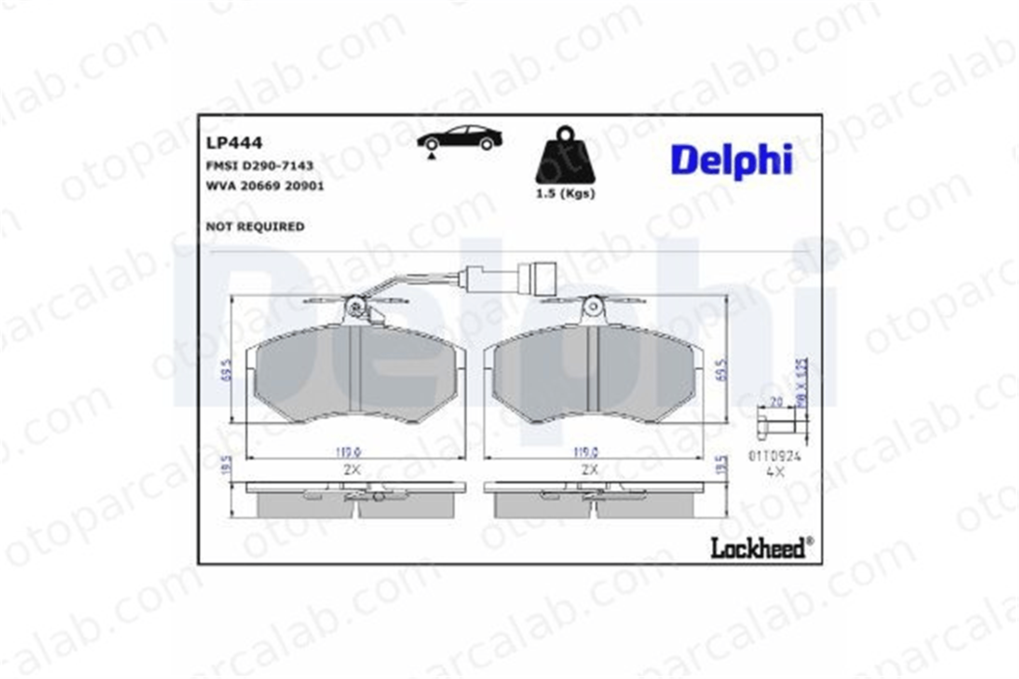 DELPHI LP444 Fren Disk Balata Ön AUDI 100 C3 Sedan 100 C3 Avant 443398151F 443698151H