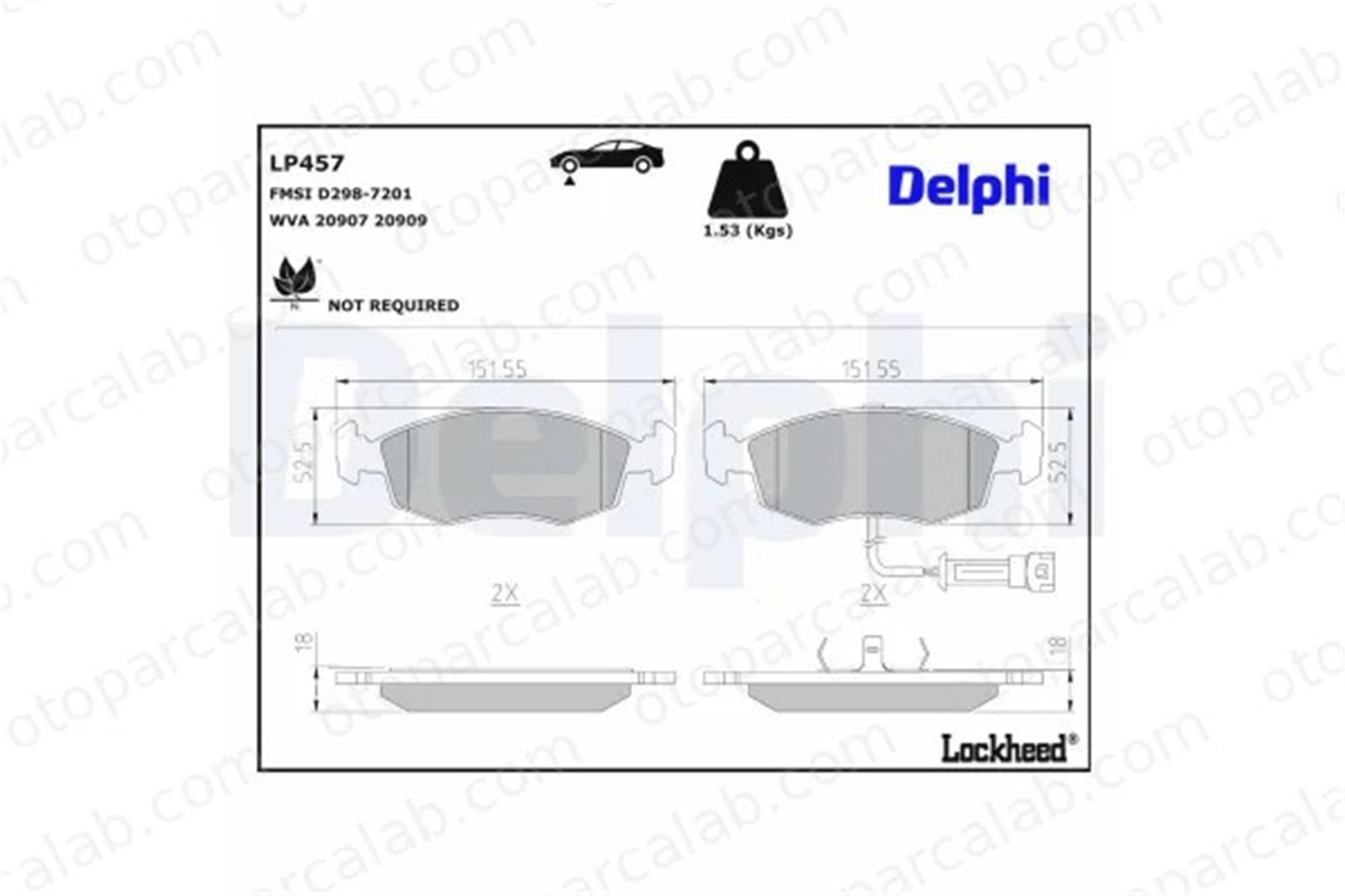 DELPHI LP457 Fren Disk Balata Ön FORD SIERRA II Turnier SIERRA II 1632792 1640754