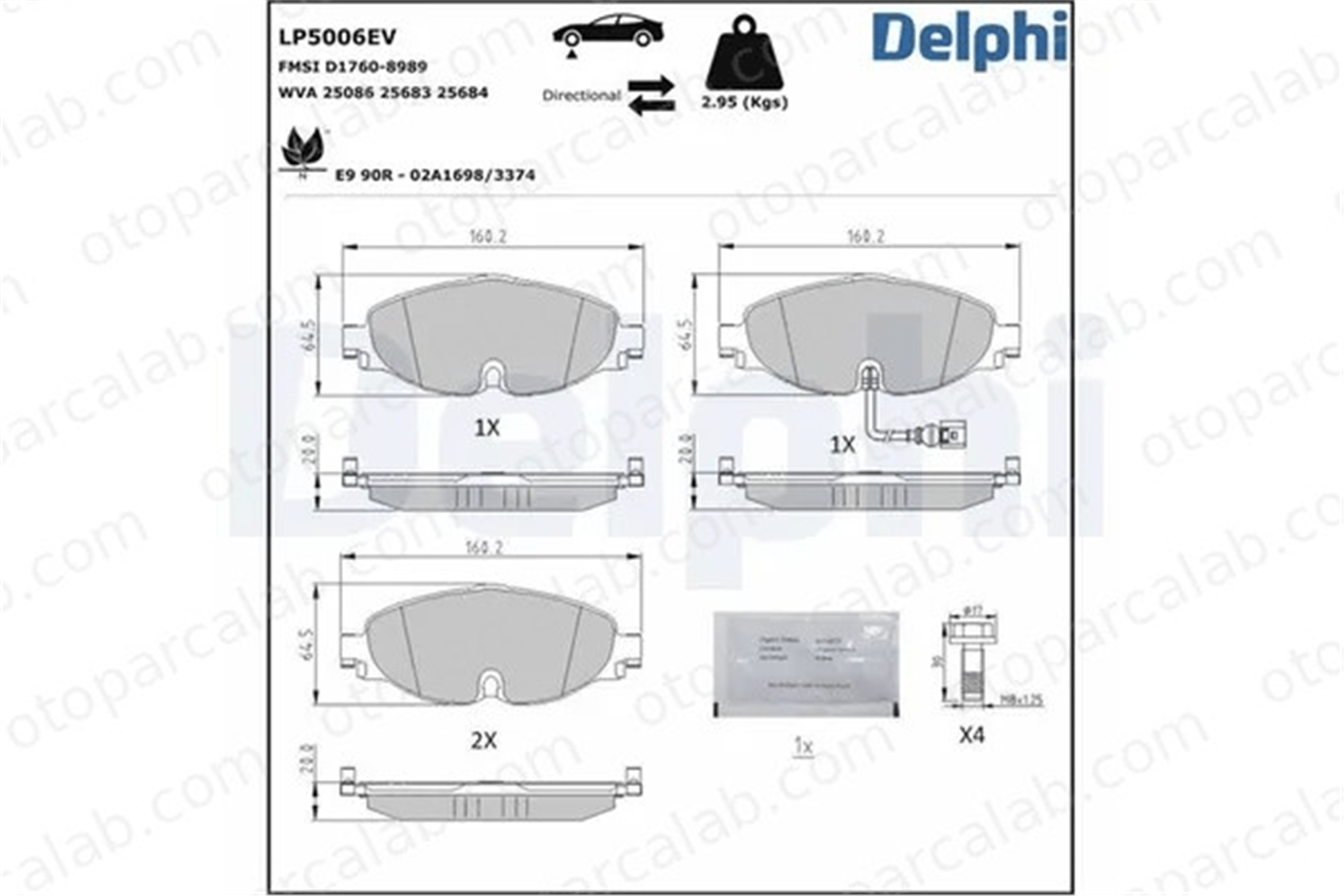 DELPHI LP5006EV Fren Disk Balata Ön VW GOLF VII GOLF VII Variant 8V0698151