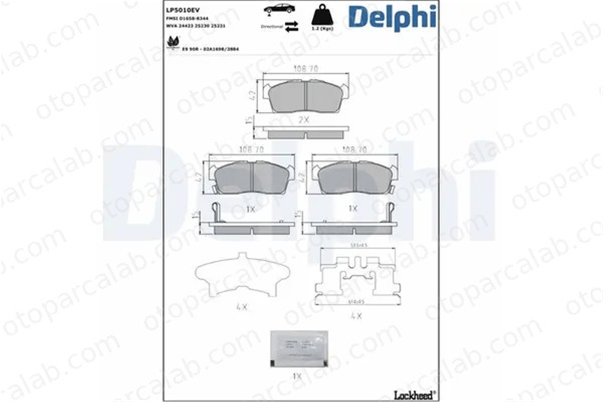 DELPHI LP5010EV Fren Disk Balata Ön CITROËN C-ZERO MITSUBISHI i 1606225680 4605A953
