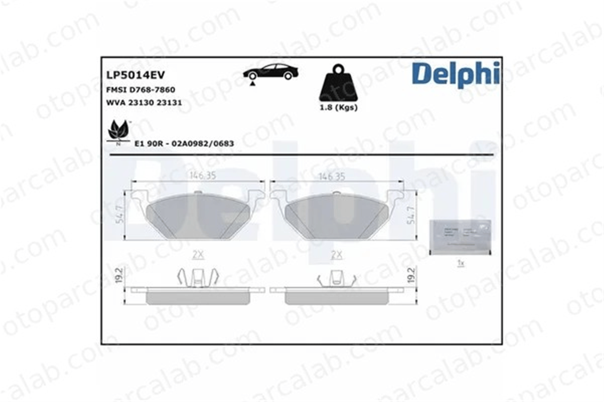 DELPHI LP5014EV Fren Disk Balata Ön VW BEETLE UP! 1S0698151 1S0698151C