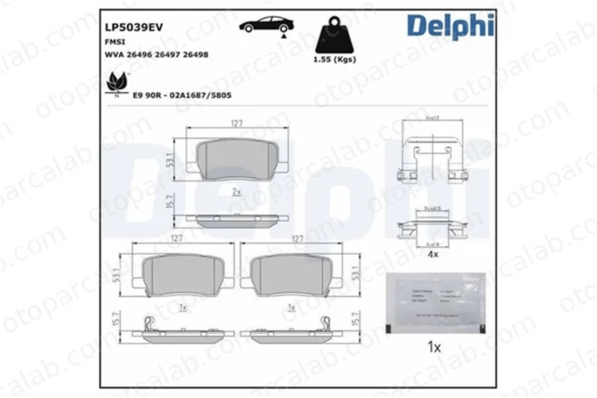 DELPHI LP5039EV Fren Disk Balata Ön TESLA MODEL S MODEL X 109741600B 109741600C