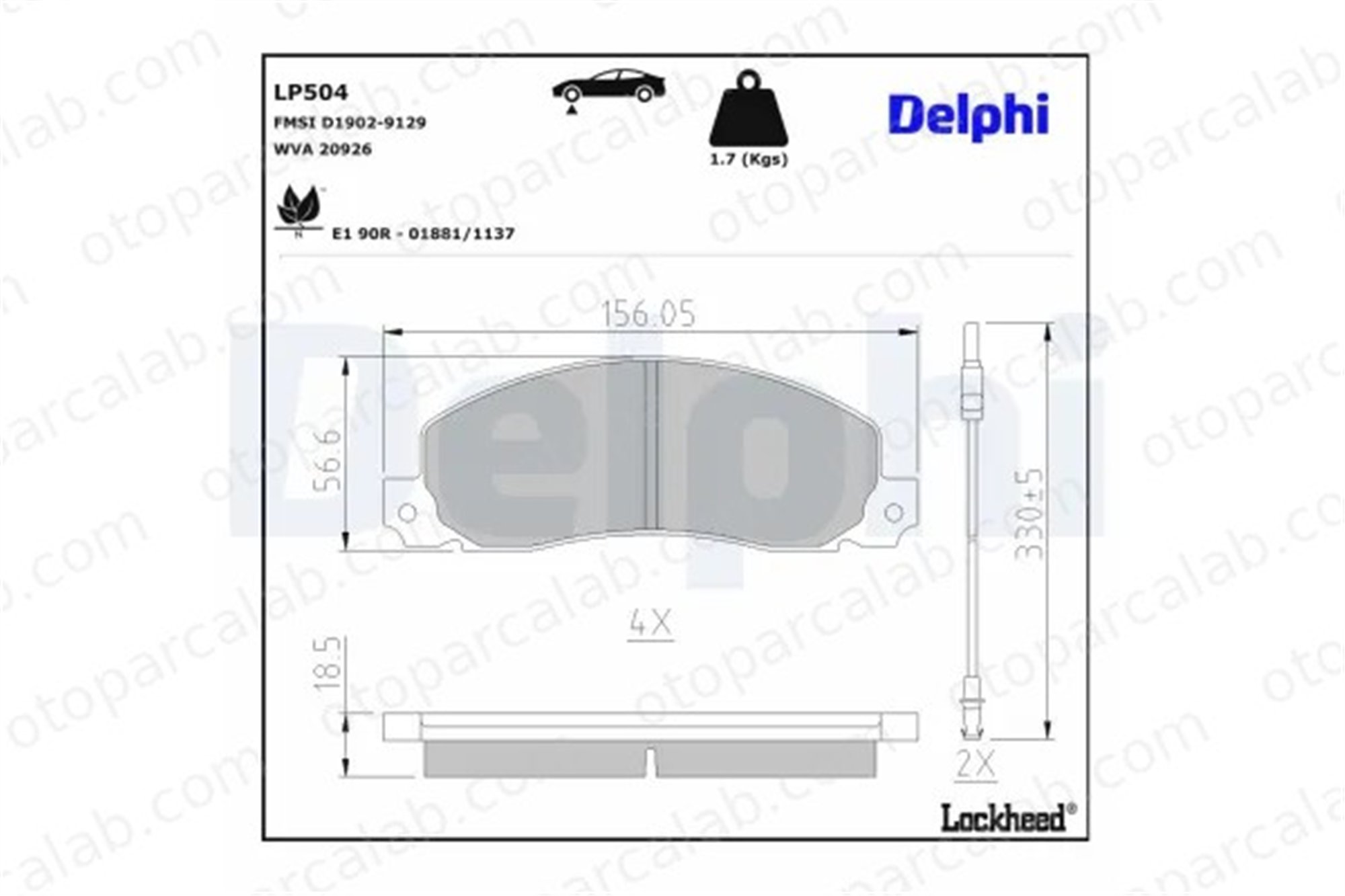 DELPHI LP504 Fren Disk Balata Ön RENAULT TRAFIC Panelvan/Van TRAFIC Minibüs/Otobüs 4403271 4403272