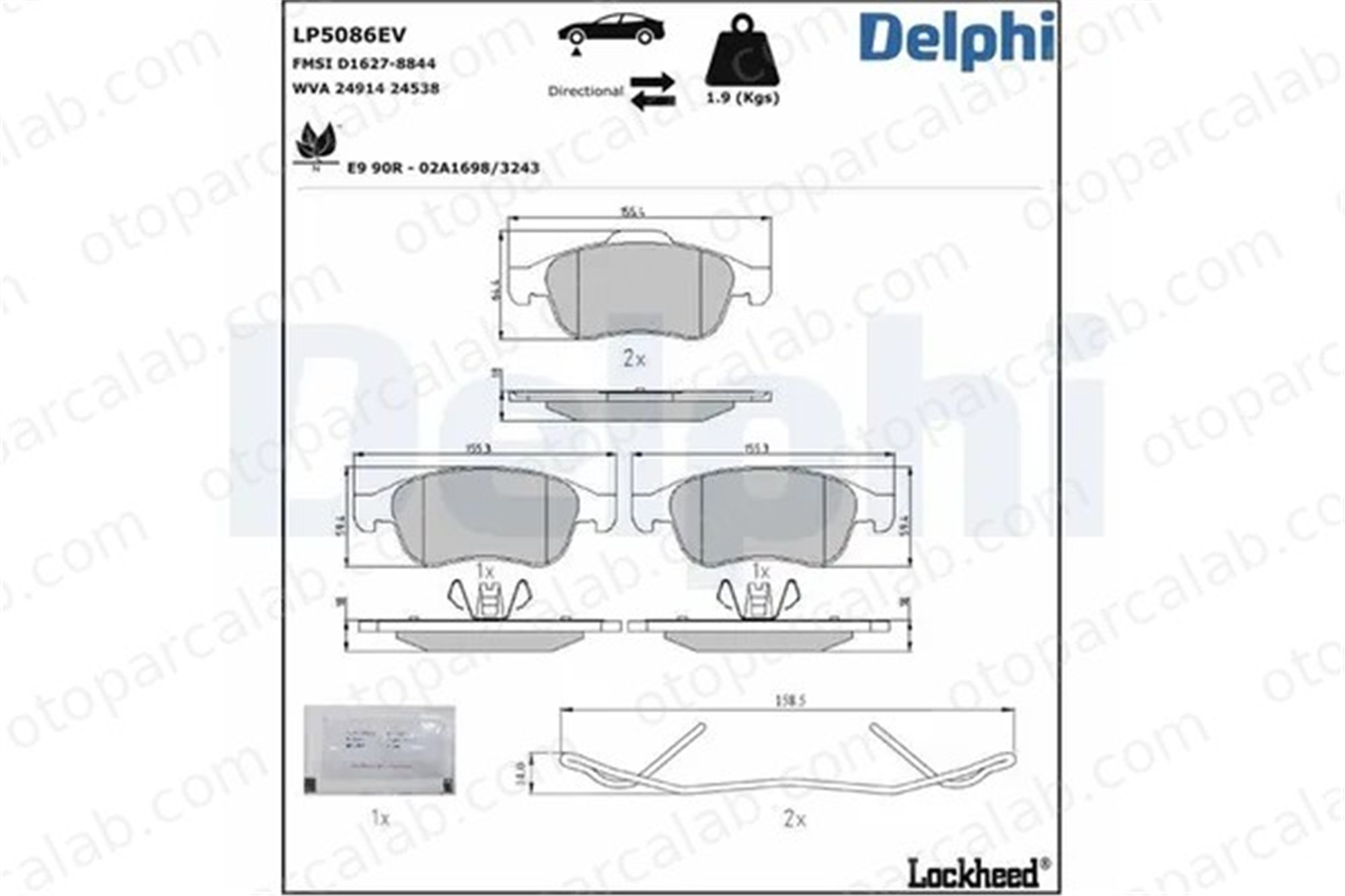 DELPHI LP5086EV Fren Disk Balata Ön RENAULT ZOE GRAND SCÉNIC III 410A100QAA 410605961R