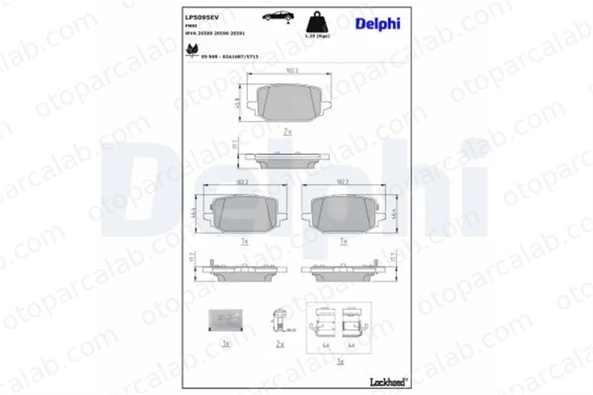 DELPHI LP5095EV Fren Disk Balata Arka FORD ESCORT I ESCORT II D40606RA0B 440604785R