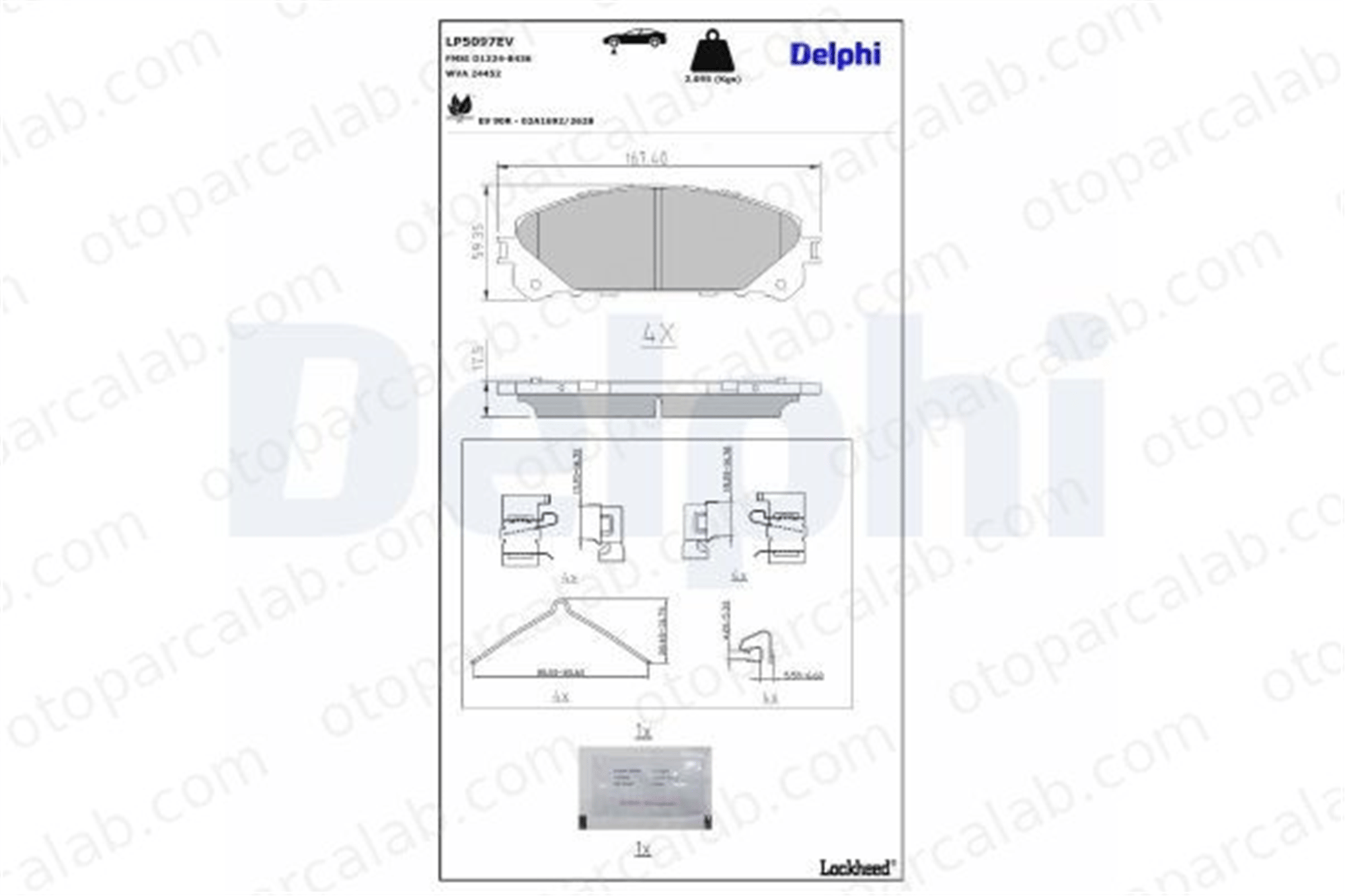 DELPHI LP5097EV Fren Disk Balata Ön TOYOTA RAV 4 V LEXUS RX 446578020 0446578020
