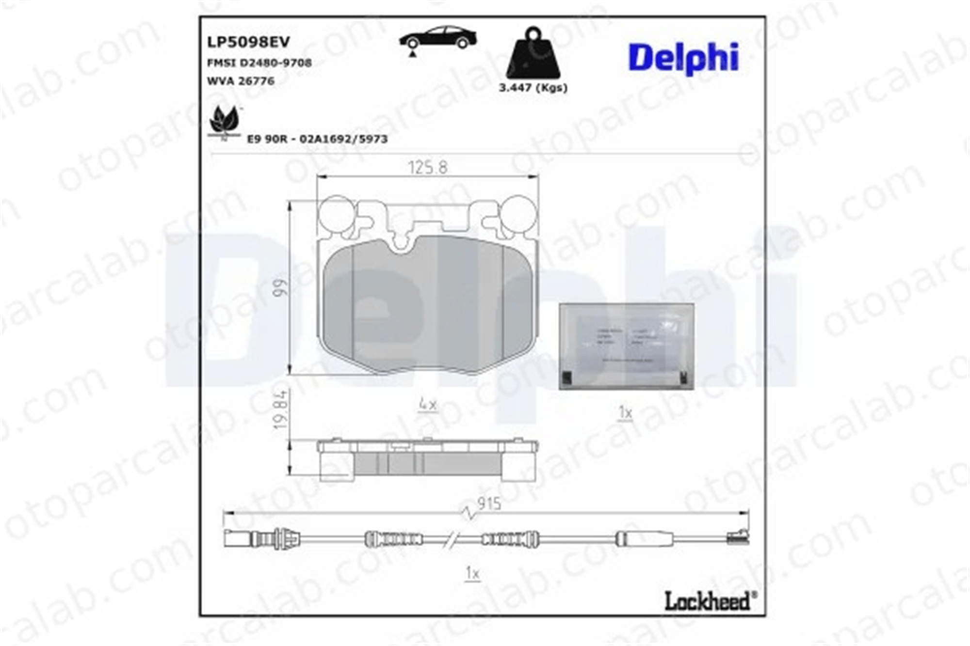 DELPHI LP5098EV Fren Disk Balata Ön BMW 4 Coupe X6 LP5098EV 34108844368