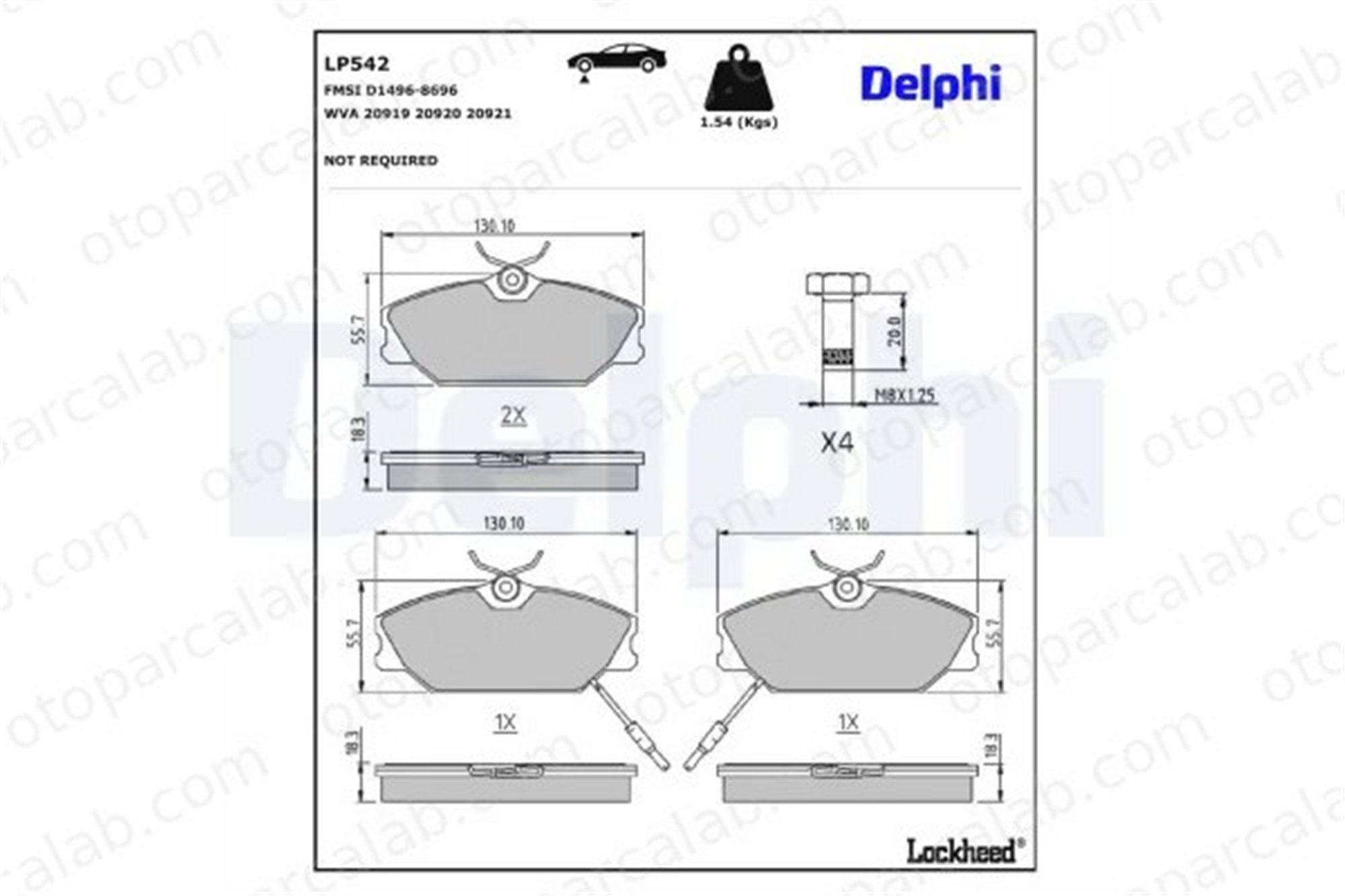 DELPHI LP542 Fren Disk Balata Ön RENAULT 25 ESPACE II 7701202289 7701202896