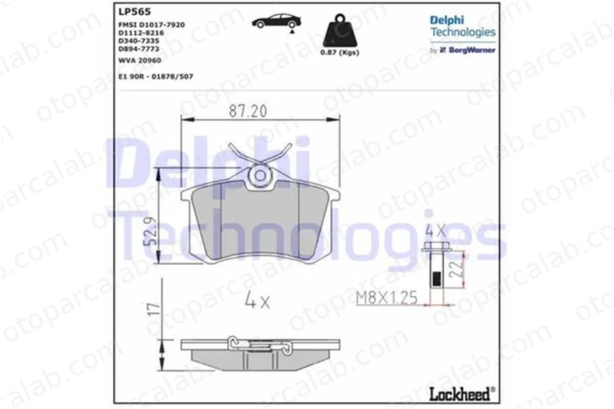 DELPHI LP565 Fren Disk Balata Arka SEAT LEON AUDI A6 C5 Avant 1J0698451H 1K0698451J