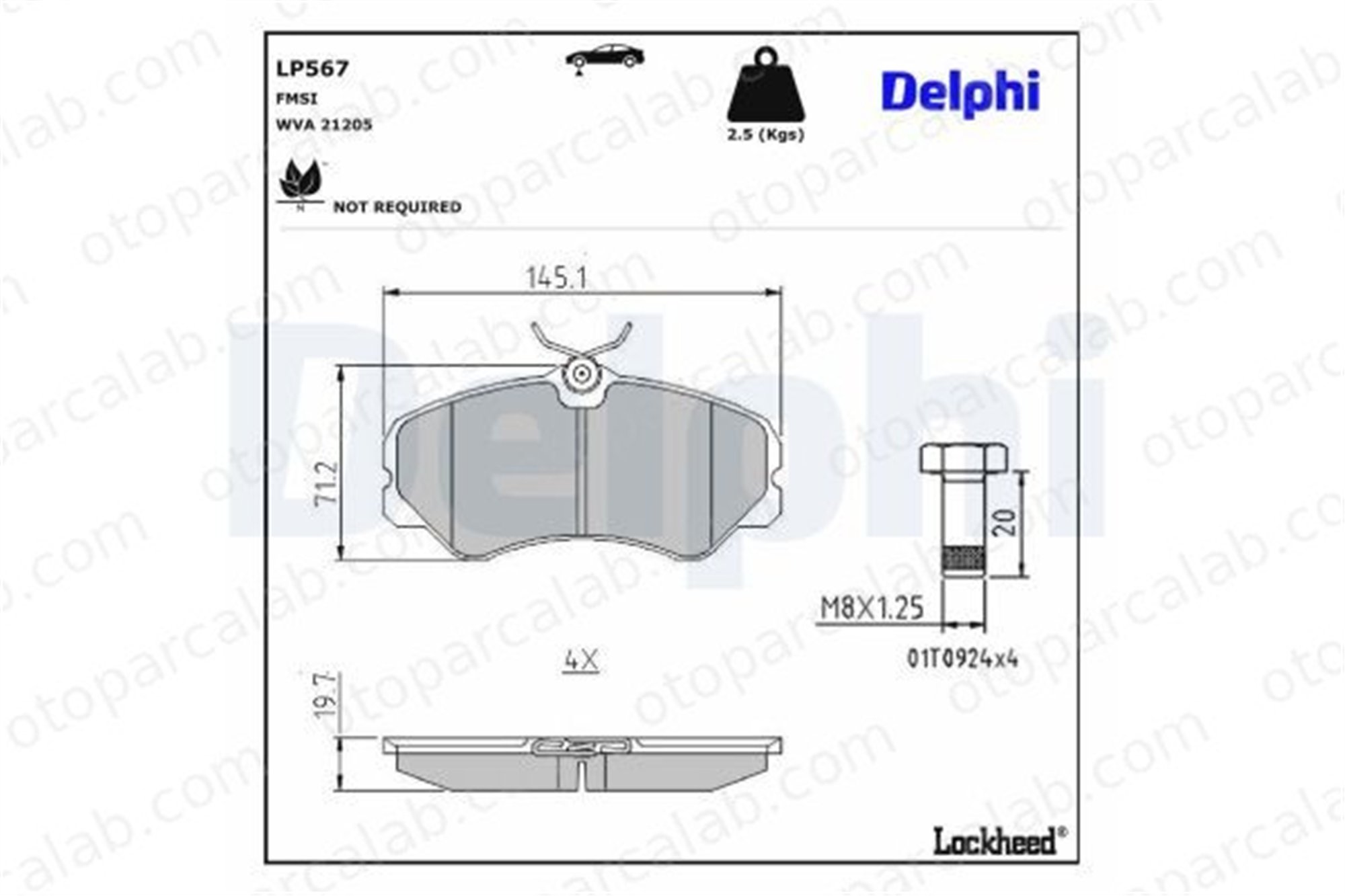 DELPHI LP567 Fren Disk Balata Ön FIAT DUCATO Panelvan/Van DUCATO Platform şasi 9940099 9940999