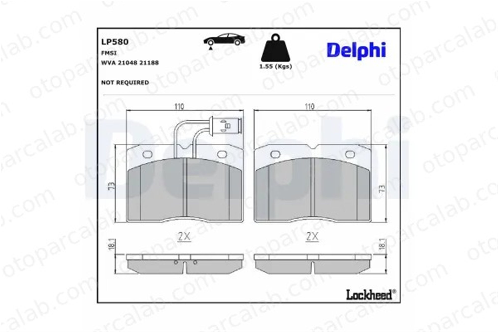 DELPHI LP580 Fren Disk Balata Ön RENAULT MASTER I Platform şasi MASTER I Panelvan/Van 1902301 1903488