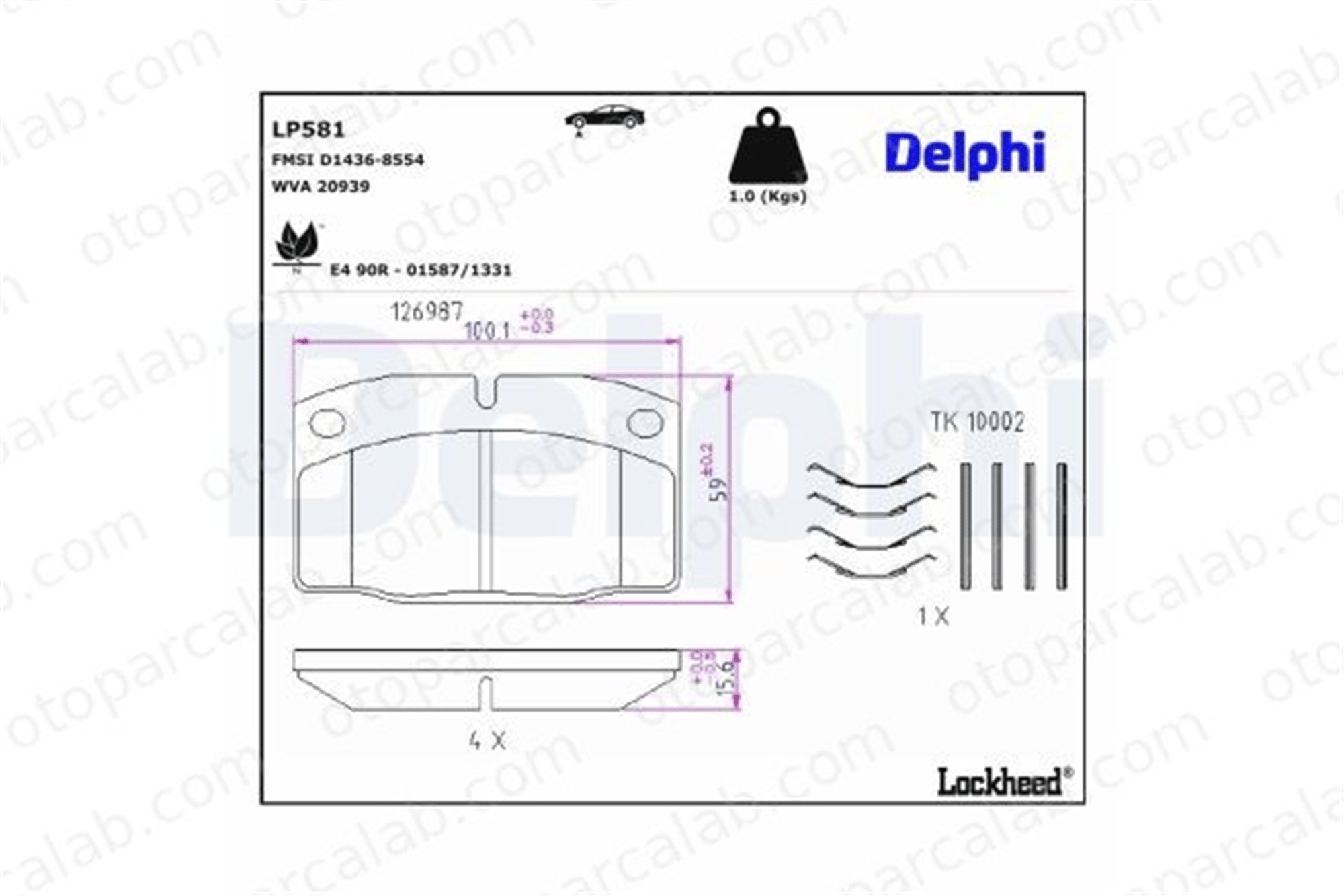 DELPHI LP581 Fren Disk Balata Ön OPEL KADETT E Hatchback KADETT E 1605586 1605731