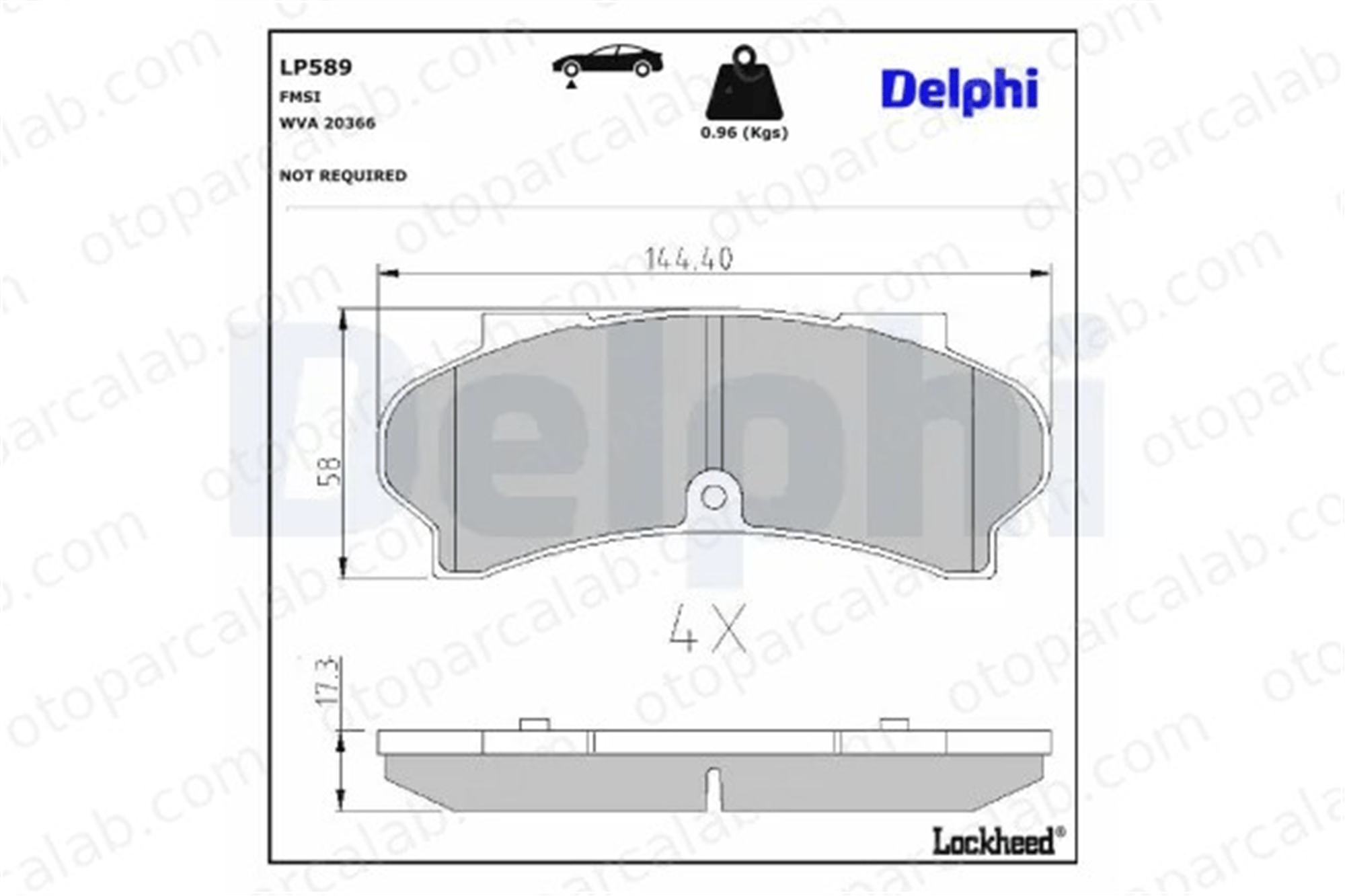 DELPHI LP589 Fren Disk Balata Ön PEUGEOT J9 Panelvan/Van J9 Minibüs/Otobüs 425030 425309
