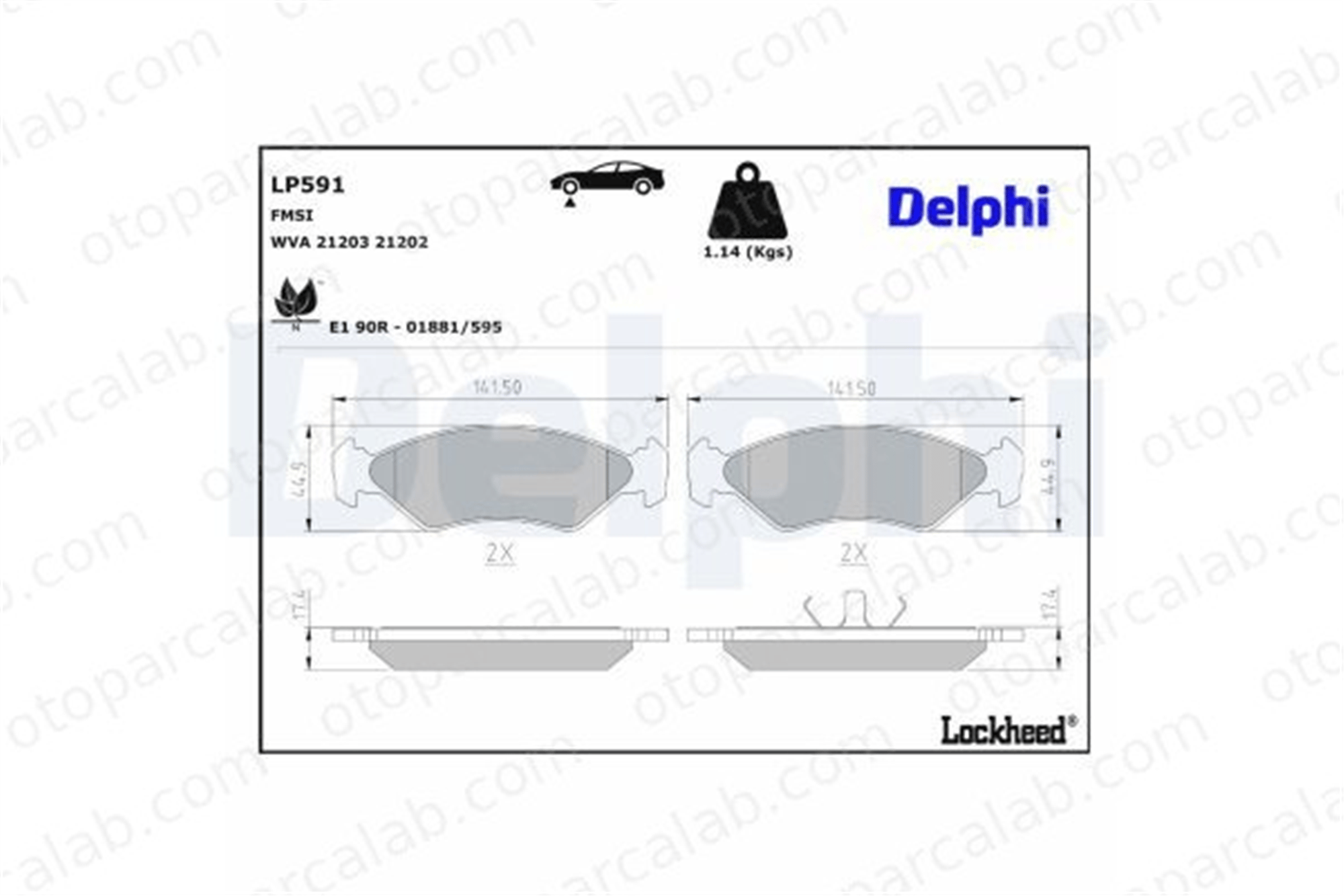 DELPHI LP591 Fren Disk Balata Ön FORD FIESTA III FIESTA IV 1030601 1079919