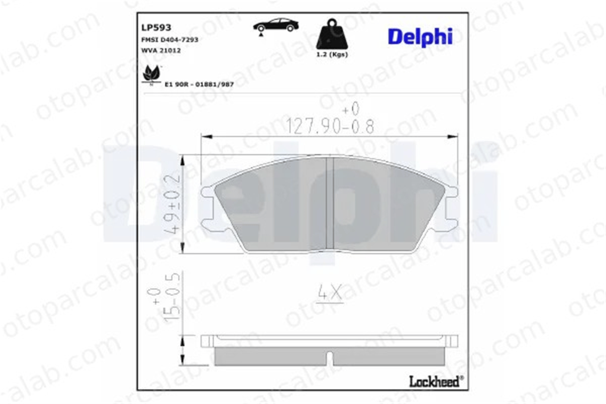 DELPHI LP593 Fren Disk Balata Ön HYUNDAI PONY / EXCEL Sedan PONY 5810124A00 5810132300
